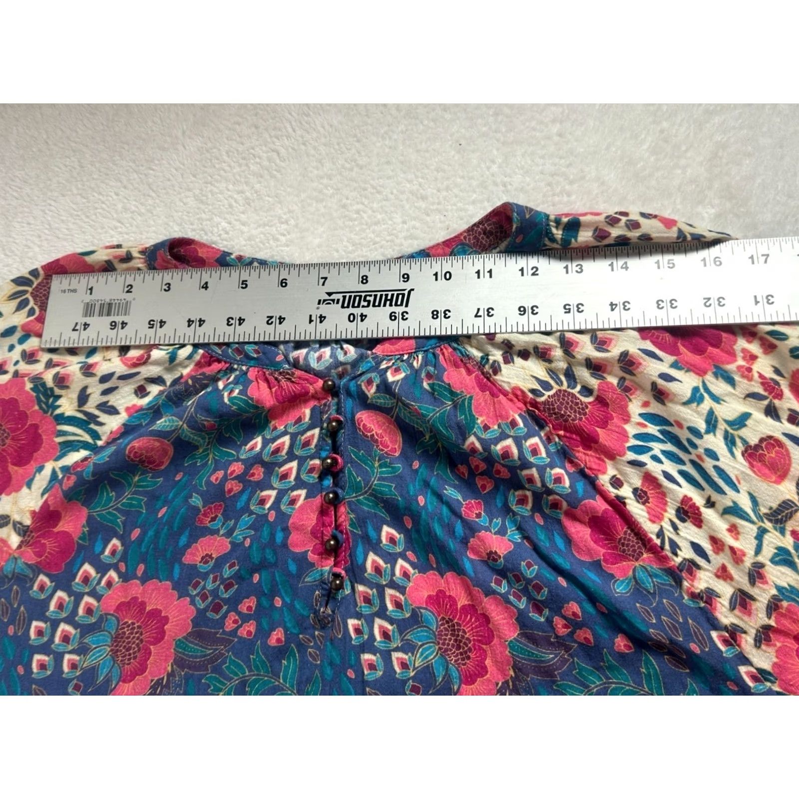 Vintage Sundance Boho Blouse Womens Dream Keeper V-Neck Floral Long Sleeve Top PL Navy NWOT Size L / US 10 / IT 46 - 6 Thumbnail