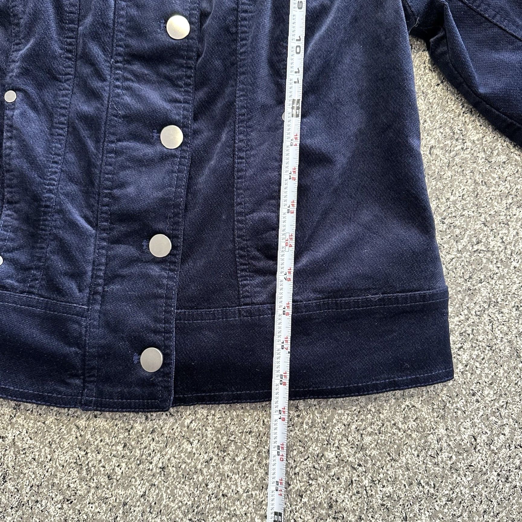 Vintage Chicos Jacket Womens 0 US Size 4/6 Velveteen Navy Full Zip - Blue - Winter, Spring, Fall - Regular Fit - Biker Style - Polyester Softshell Jacket Size XS / US 0-2 / IT 36-38 - 4 Thumbnail