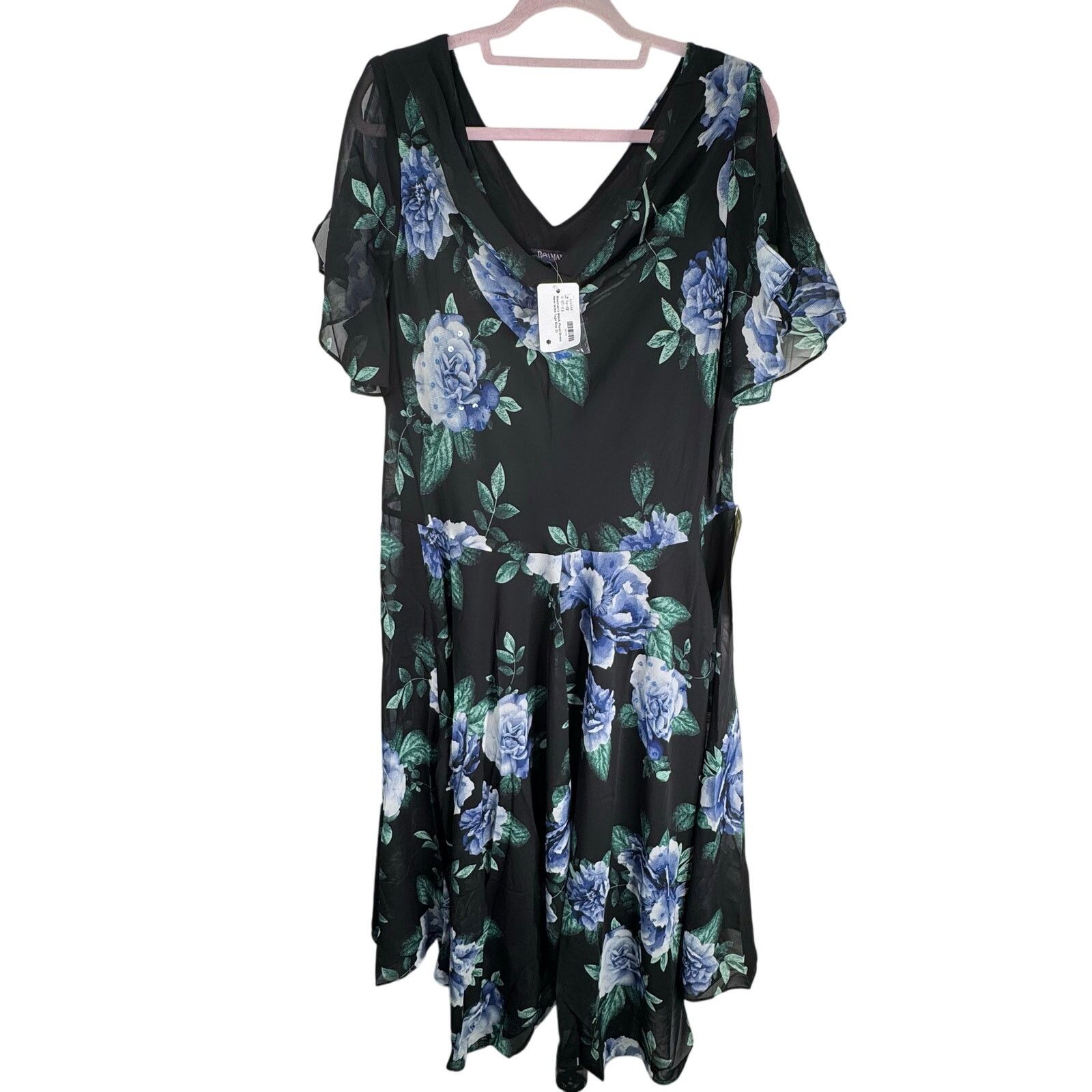 Other NWT Roaman's Black Blue Floral Maxi Dress Formal Gown Sz 22 Size 3XL / US 20-22 - 4 Thumbnail