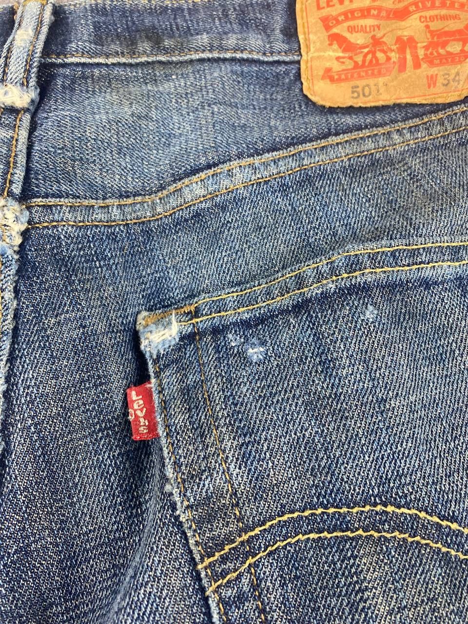 Levi's vintage levis 501 distressed denim nice design Size US 36 / EU 52 - 6 Thumbnail
