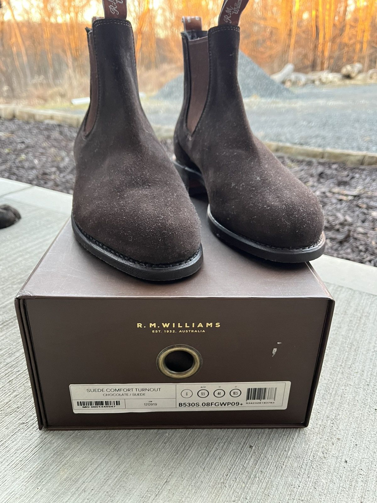 image of R M Williams Rm Williams Comfort Turnout Chocolate Suede Nib Shoes in Brown, Men's (Size 9.5)