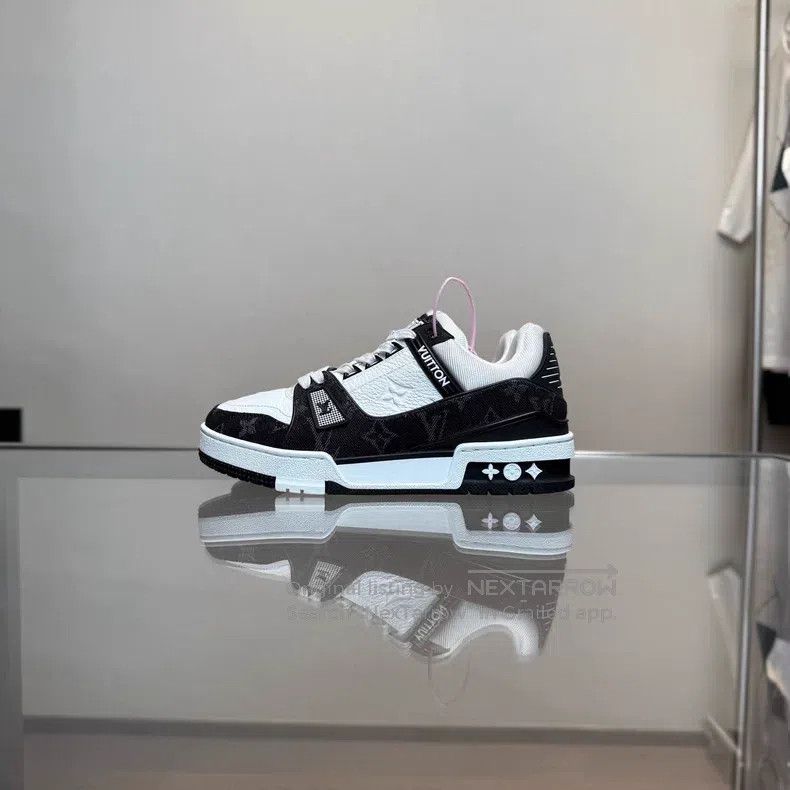 Louis Vuitton Louis Vuitton Trainer 24 New Black and White Denim shoes Size US 5.5 / IT 35.5 - 3 Thumbnail
