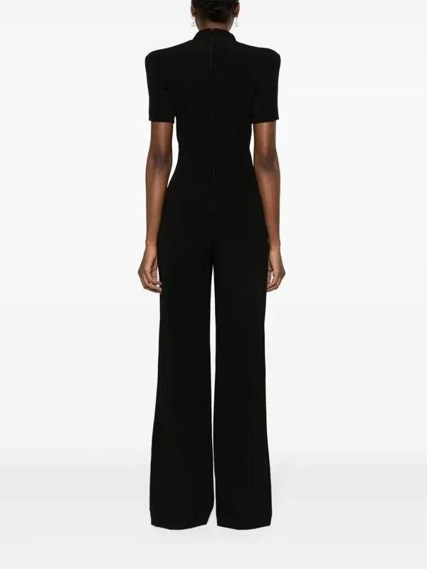 Balmain o1s1wg110825 Plunge Style Crepe Jumpsuit in Black Size 30" / US 8 / IT 44 - 4 Thumbnail