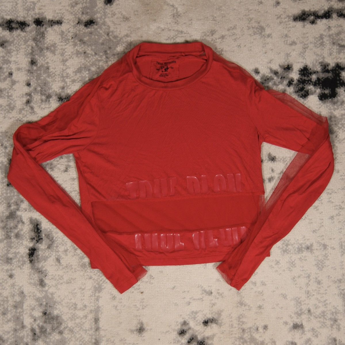 True Religion Y2K True Religion Red Mesh Long Sleeve T-Shirt Size XS / US 0-2 / IT 36-38 - 3 Thumbnail