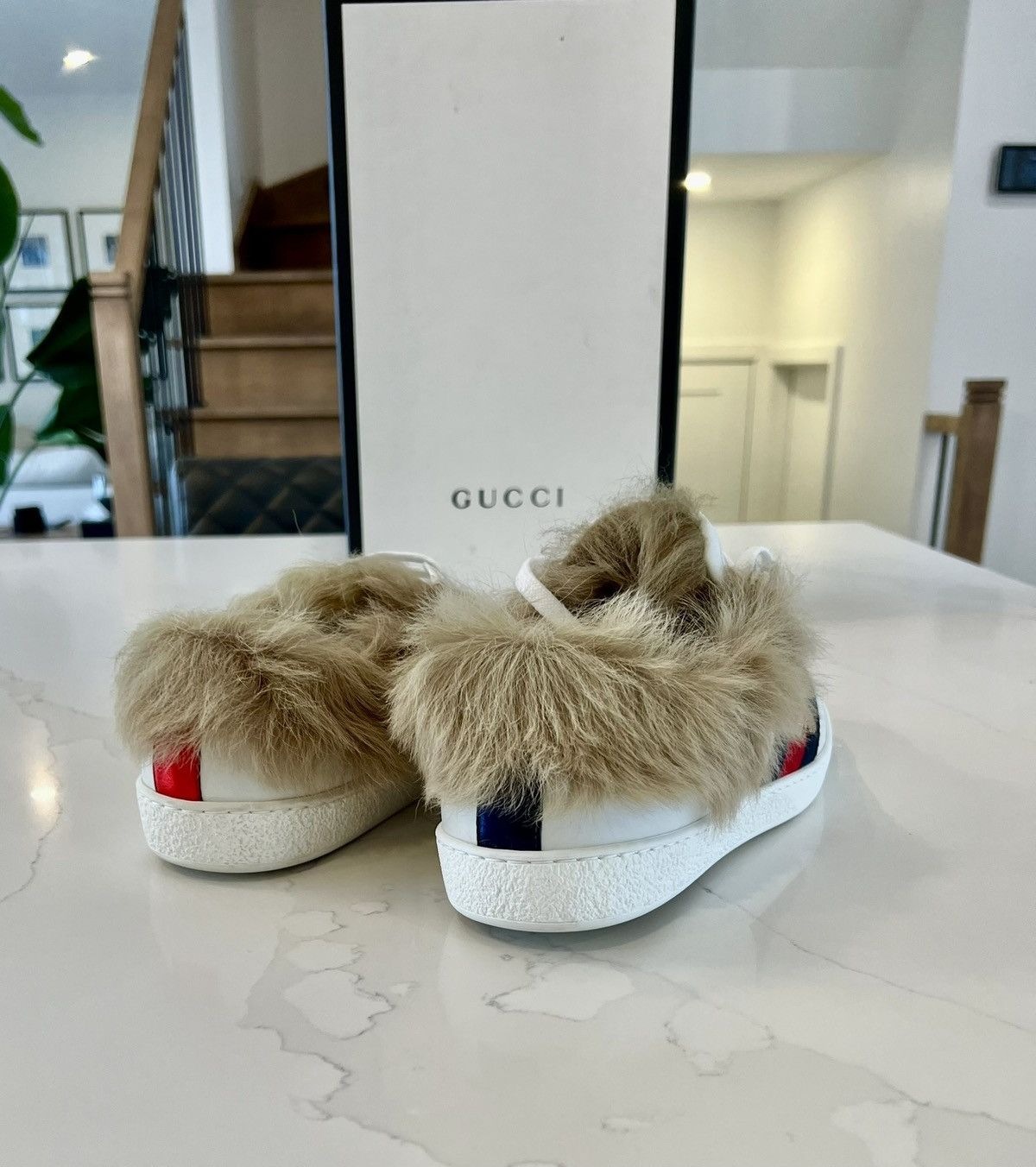 Gucci New Gucci Ace Lamb Fur Bee Embroidered Leather G 7 US 8 Size US 8 / EU 41 - 9 Thumbnail
