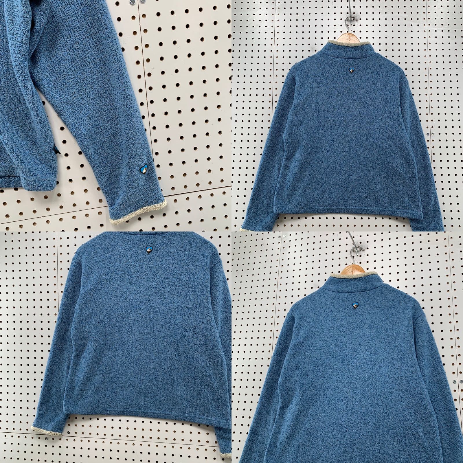 Vintage Kuhl Sweater Womens Large Blue White 1/4 Zip FLeece Sherpa Lined Casual Knit Size L / US 10 / IT 46 - 9 Thumbnail