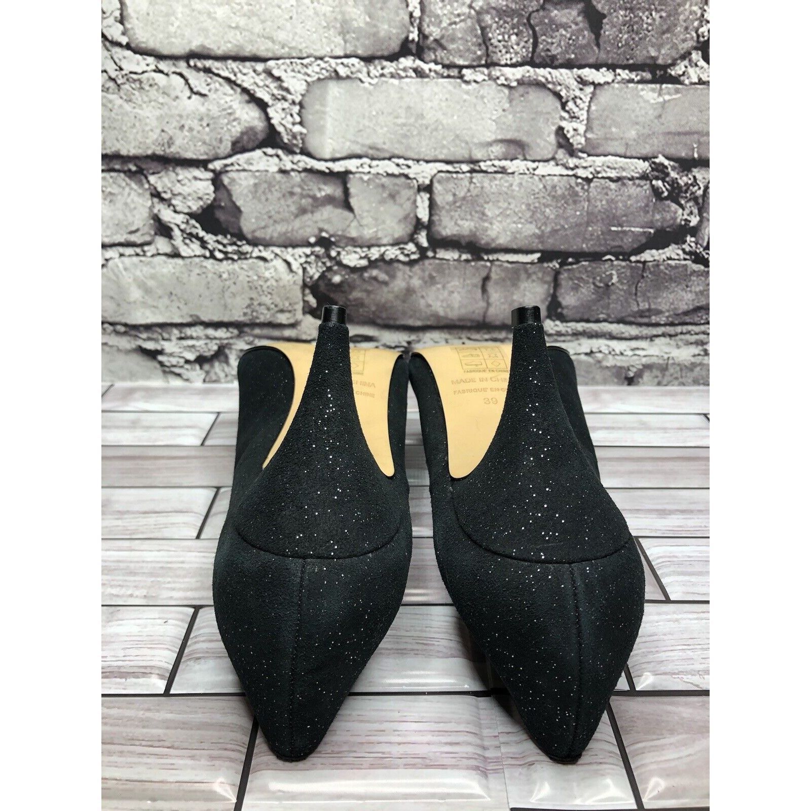 Free People Free People Black Suede Glitter Slip On Pointed Toe Heels Wo Size US 8.5 / IT 38.5 - 19 Thumbnail