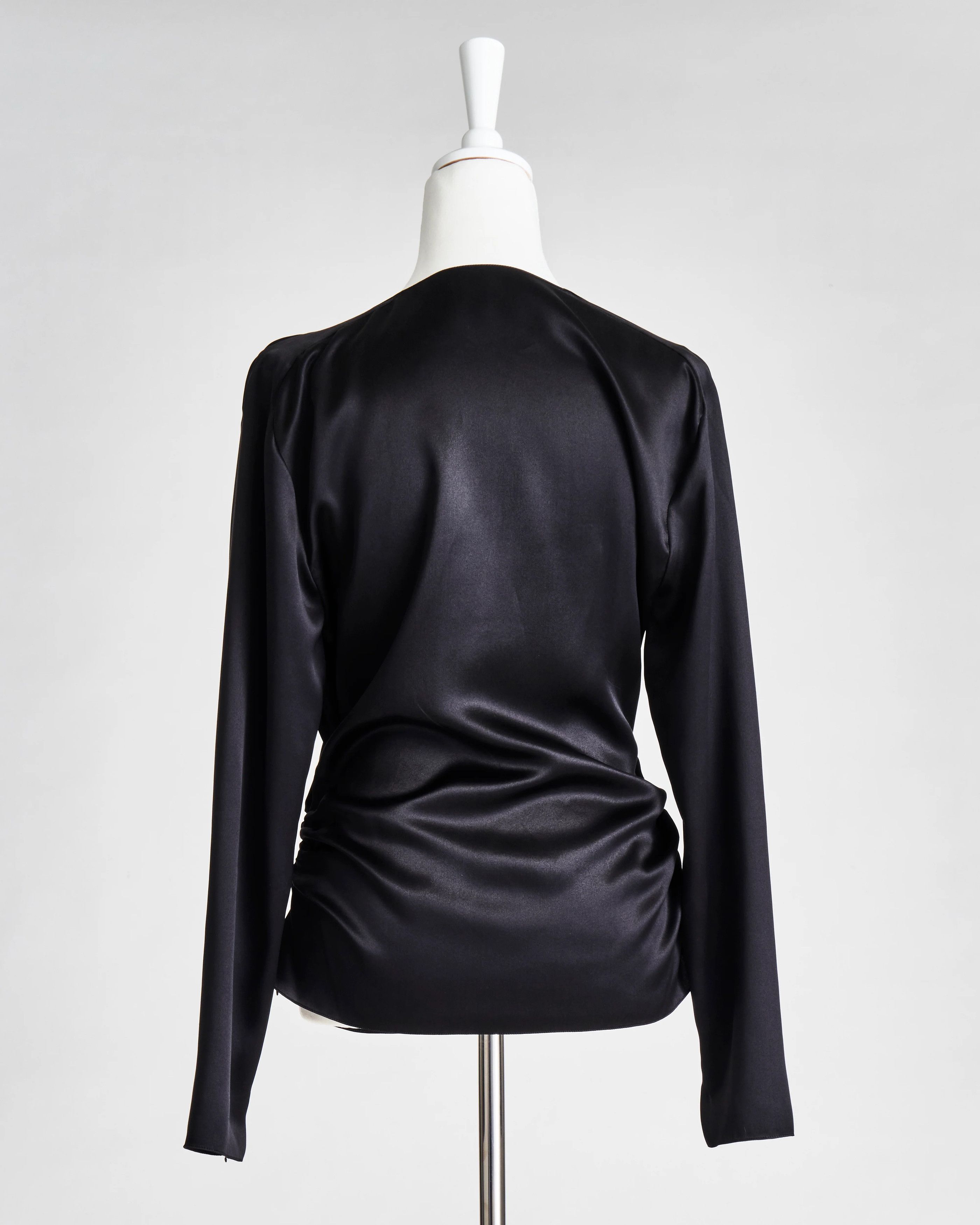 Tom Ford o1loc1c0724 TS1960 Silk Blouse in Black Size XXS / US 00 / IT 34 - 3 Thumbnail