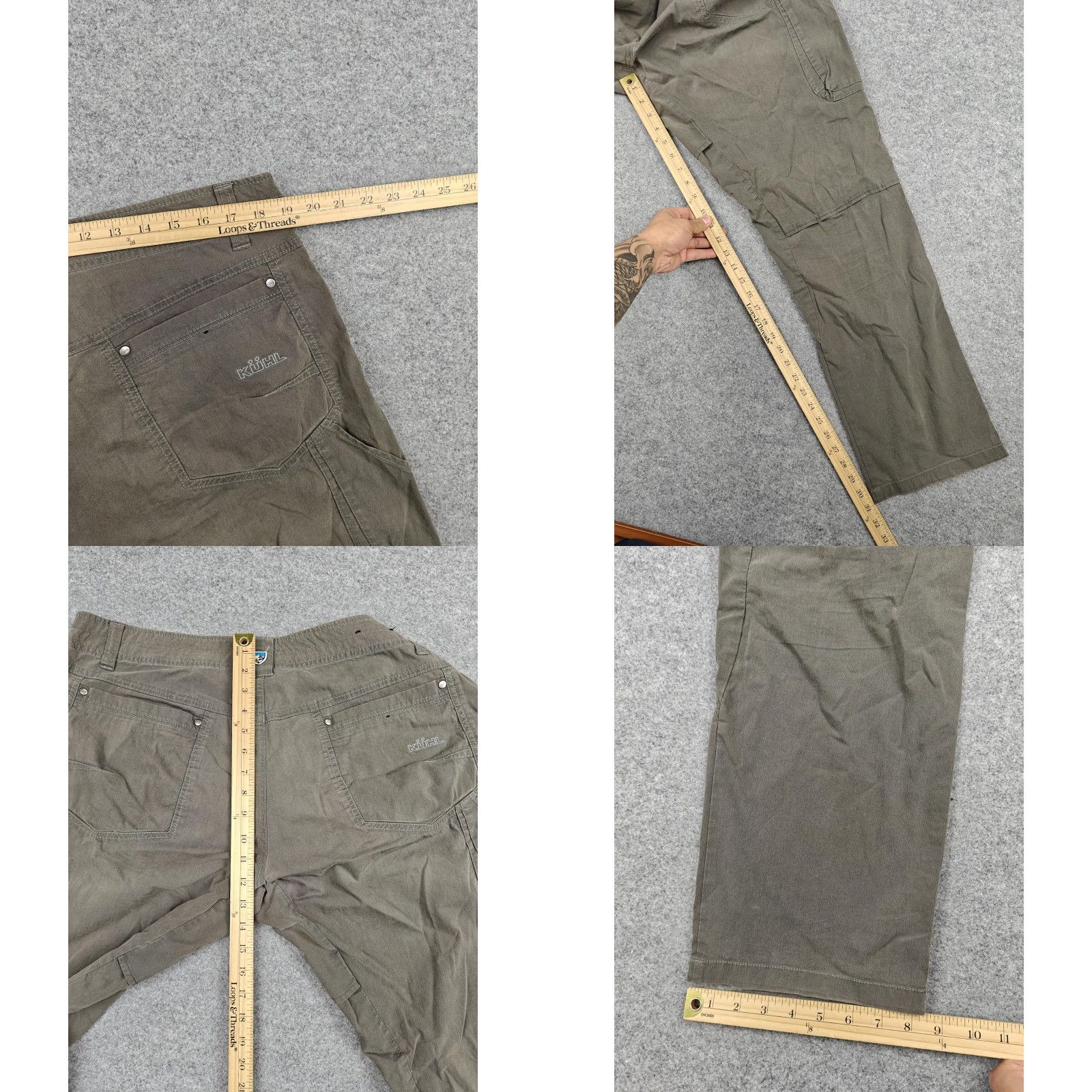 Vintage Kuhl Pants Mens 38x32 Brown Canvas Vented Crotch Knee Cargo Hiking Workwear Size US 38 / EU 54 - 8 Thumbnail