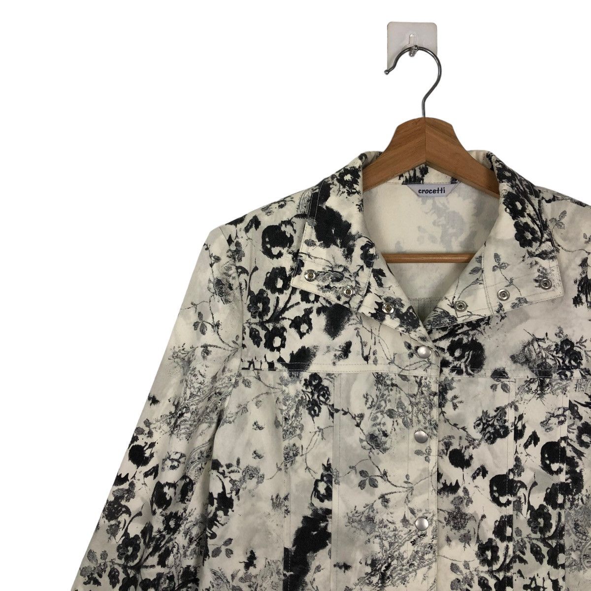Japanese Brand VINTAGE BIKER JACKET OVERPRINT FLOWER CROCETTI ISSEY MIYAKE Size US M / EU 48-50 / 2 - 6 Thumbnail