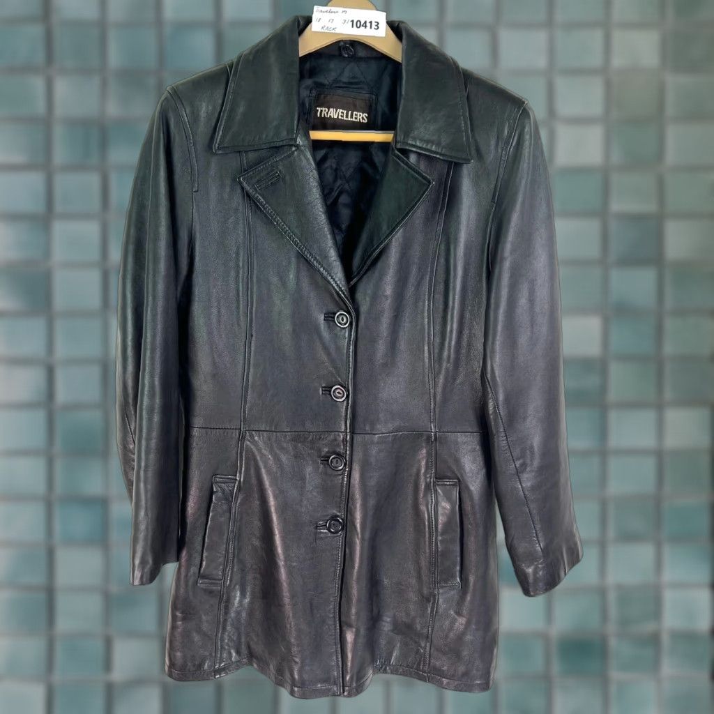 Vintage Travelers Vintage Leather Mid Length Coat Womens Size M Black Size M / US 6-8 / IT 42-44 - 1 Thumbnail