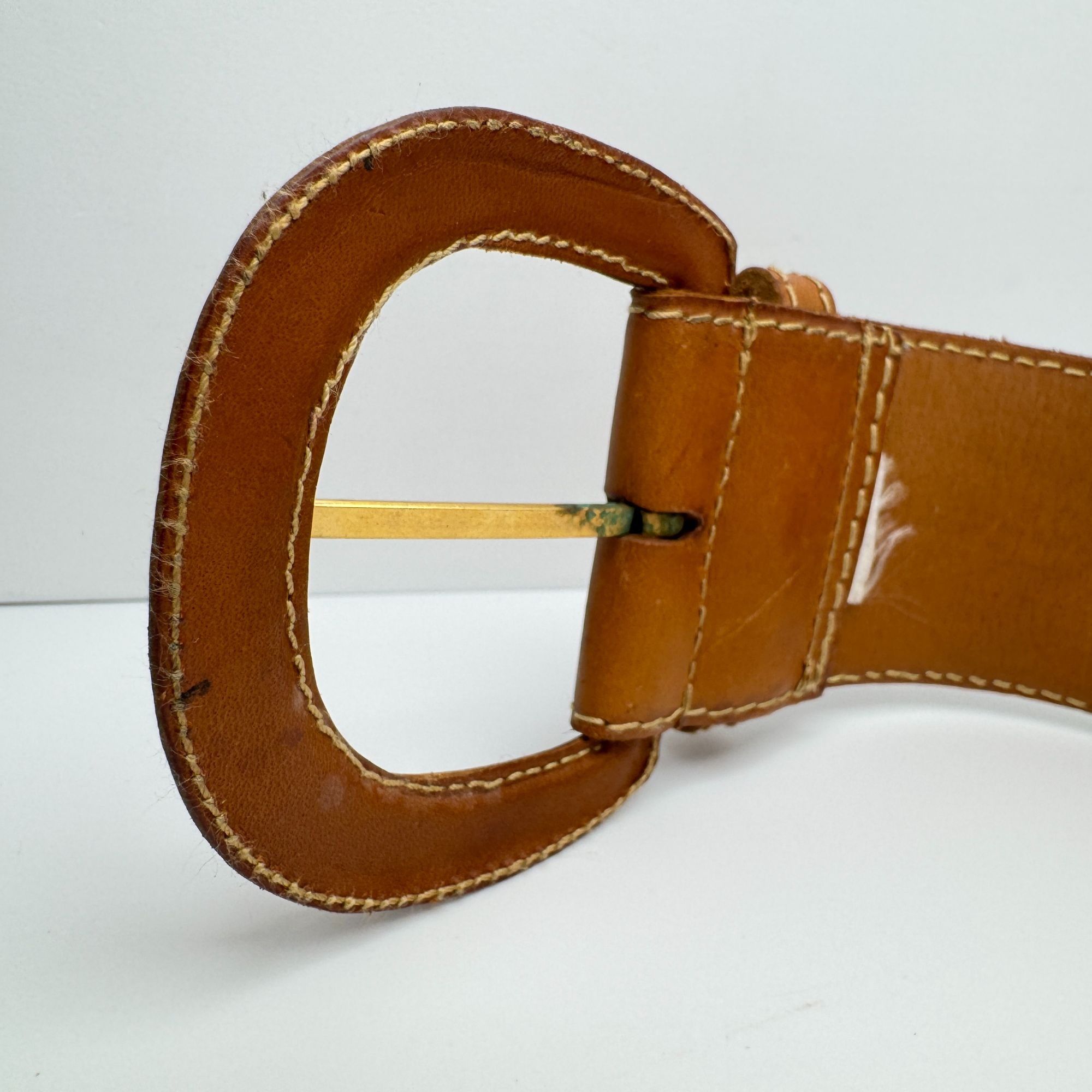 Vintage Leather Tan Camel Brown Belt Spain Womens Vintage Size L Size ONE SIZE - 5 Thumbnail