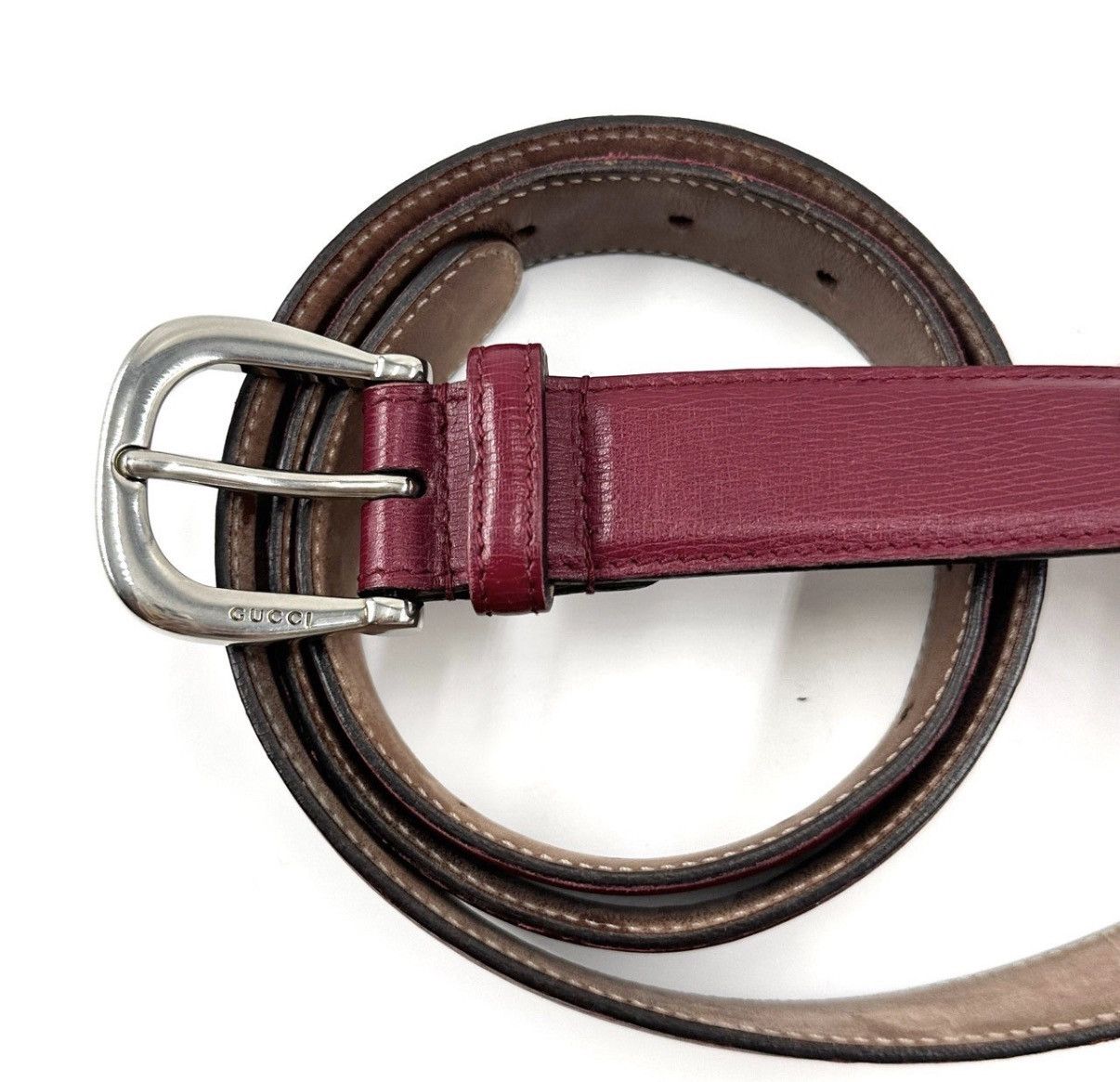 Gucci Gucci/Dark Red Silver Buckle Belt K12 Size ONE SIZE - 2 Thumbnail