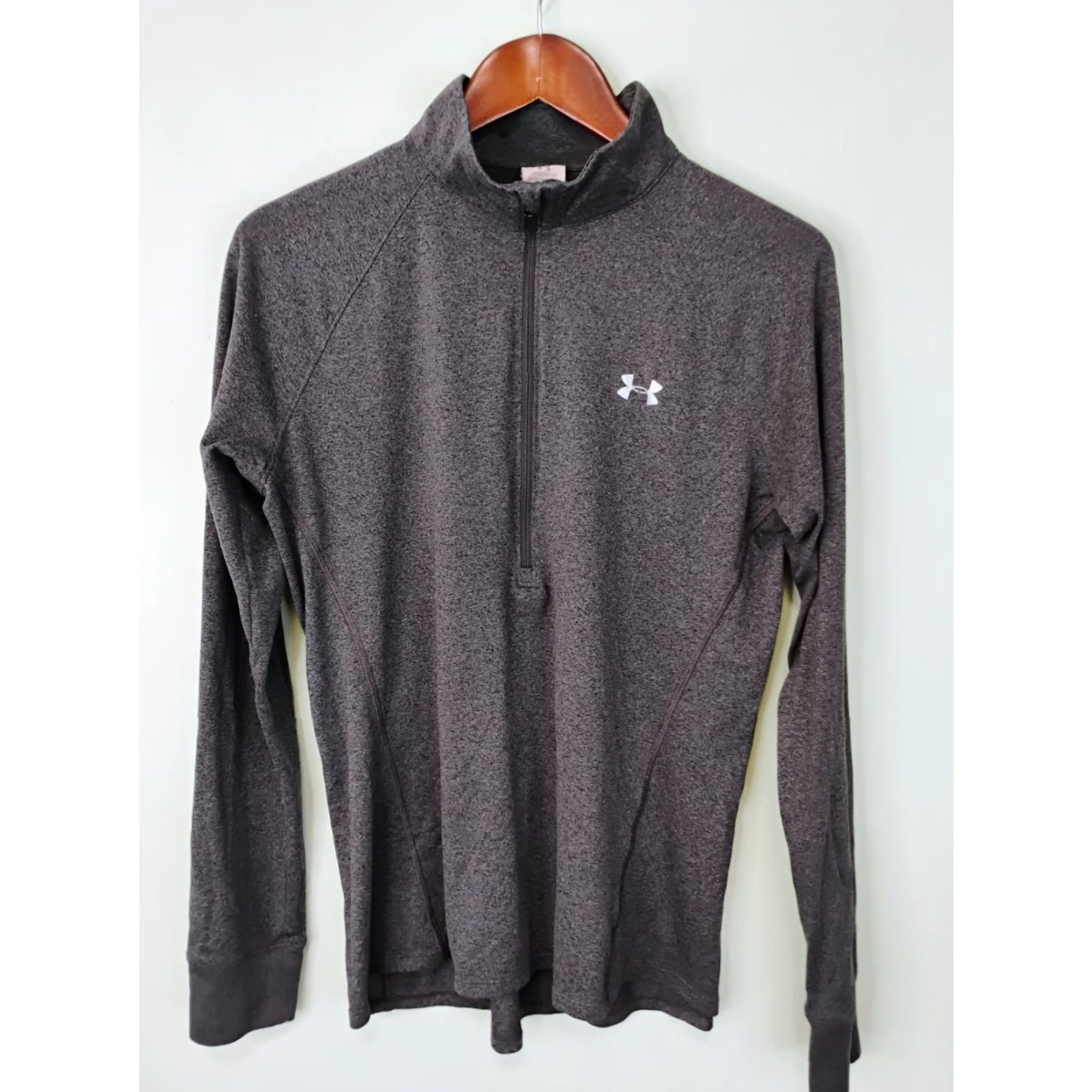 Under Armour Under Armour Pullover 1/2 Zip Womens Small Gray HeatGear Activewear Mock Neck Long Sleeve Zip Closure Size S / US 4 / IT 40 - 2 Thumbnail