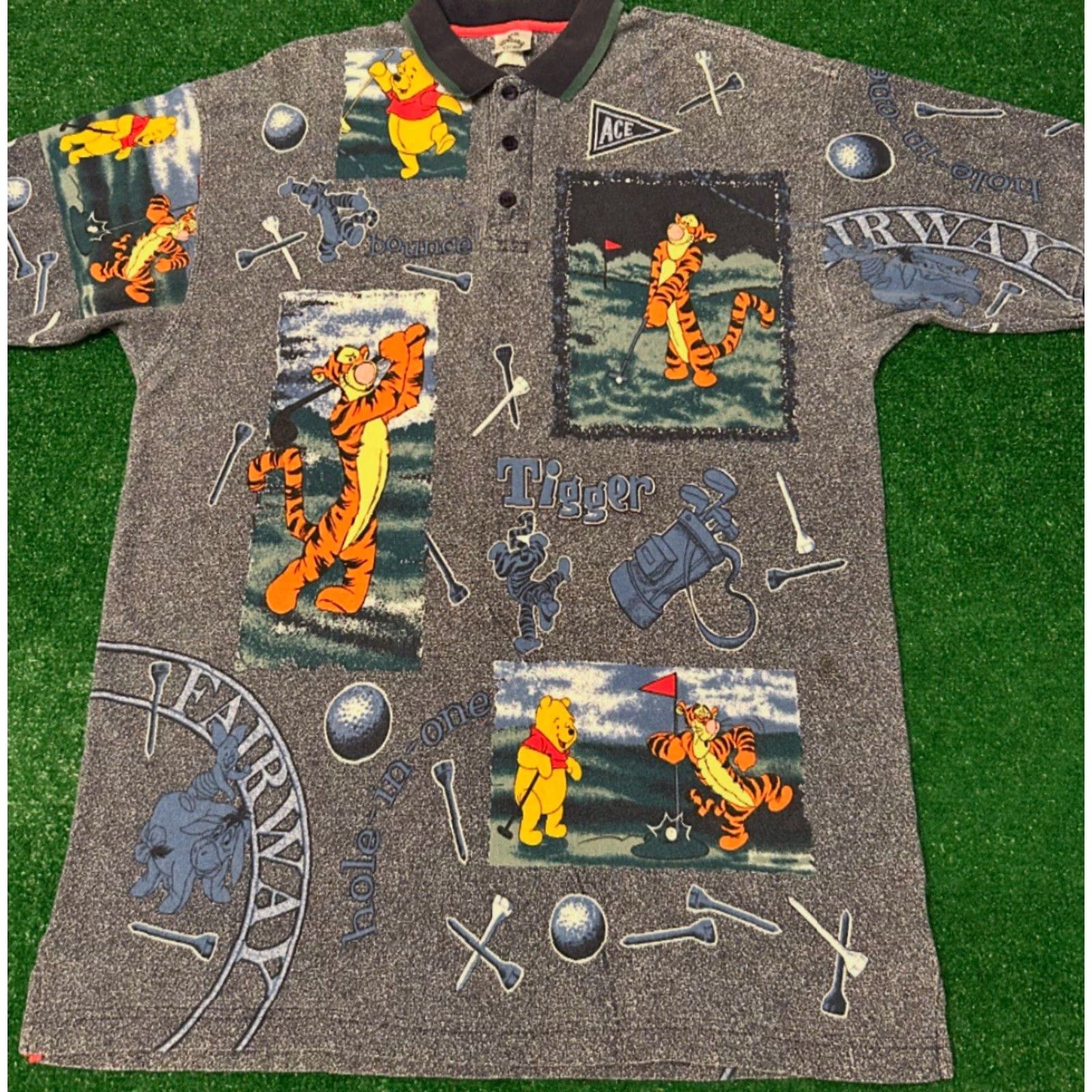 Disney VINTAGE Disney Winnie The Pooh All Over Print Golf Polo Shirt Mens Sz Large Size US L / EU 52-54 / 3 - 5 Thumbnail