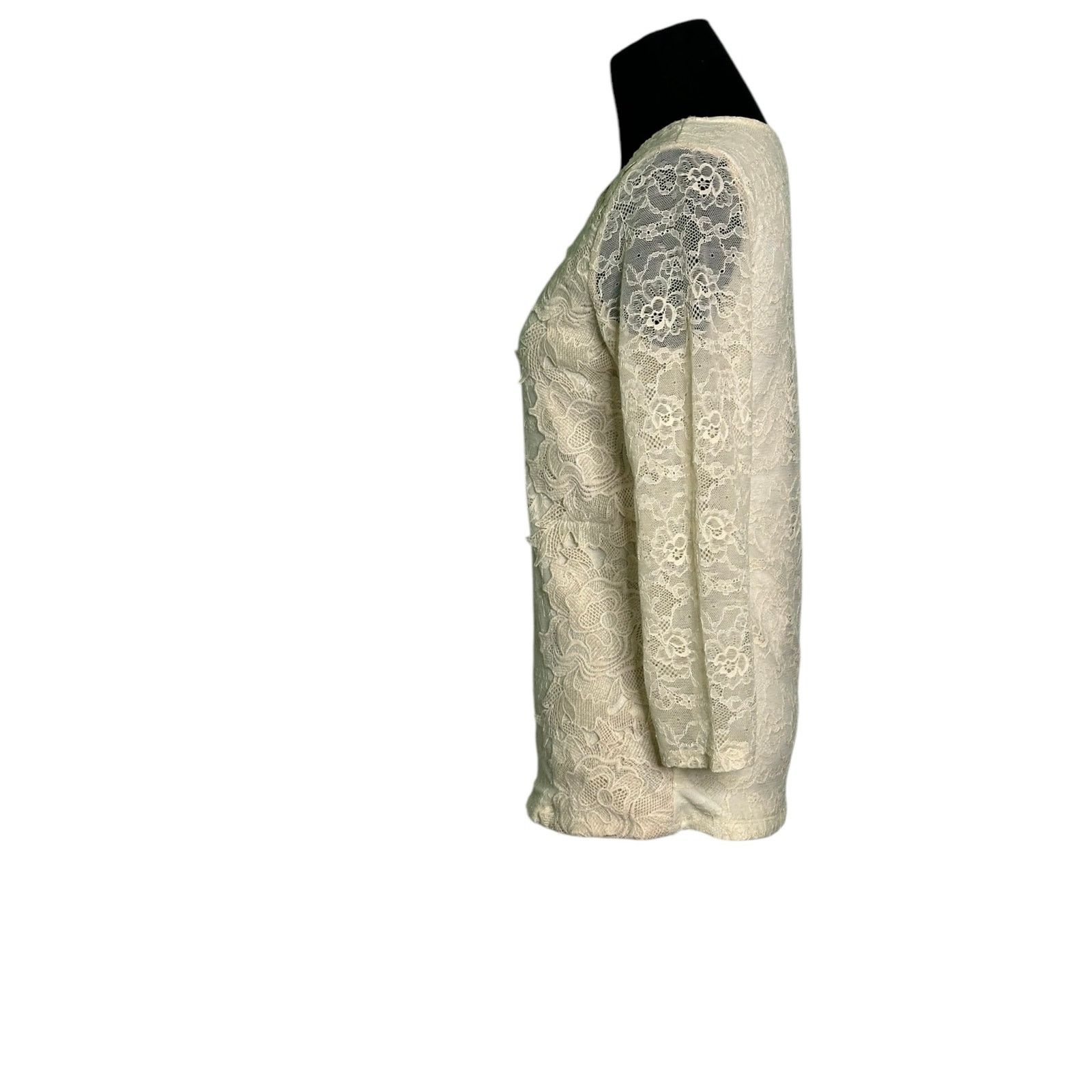 Anthropologie Sunday in Brooklyn cream lace 3/4 sleeves blouse size XS Size XS / US 0-2 / IT 36-38 - 7 Thumbnail