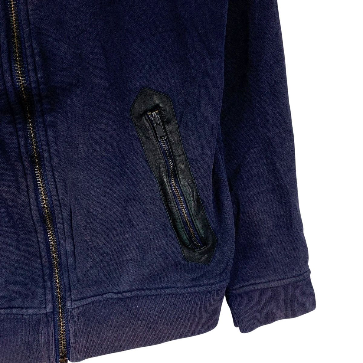 Marc by Marc Jacobs MARC by MARC JACOBS Leather Panel Zip Hoodie Navy Blue Size US S / EU 44-46 / 1 - 5 Thumbnail