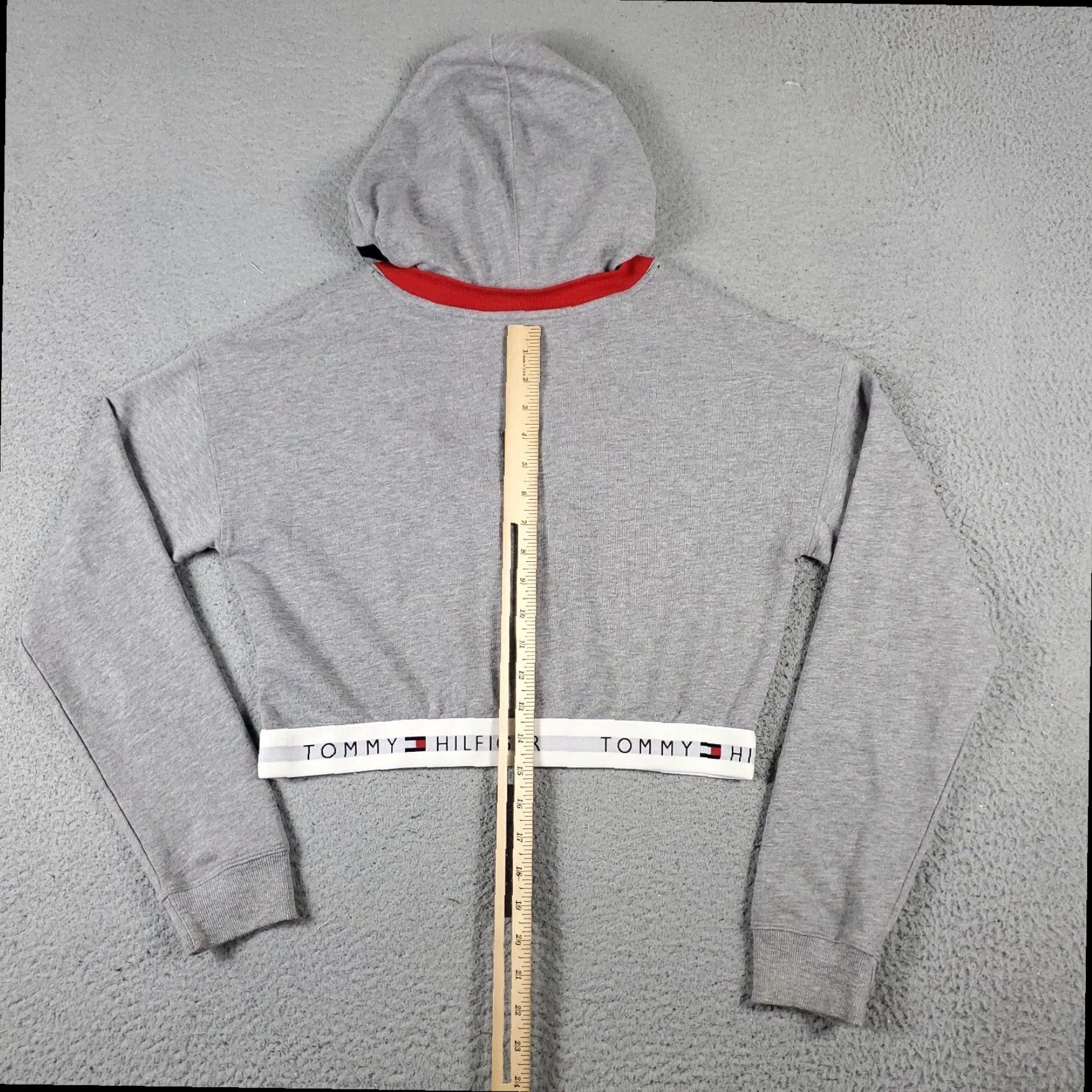 Tommy Hilfiger Tommy Hilfiger Womens Sweater Medium Gray Crop Top Hoodie Size M / US 6-8 / IT 42-44 - 5 Thumbnail