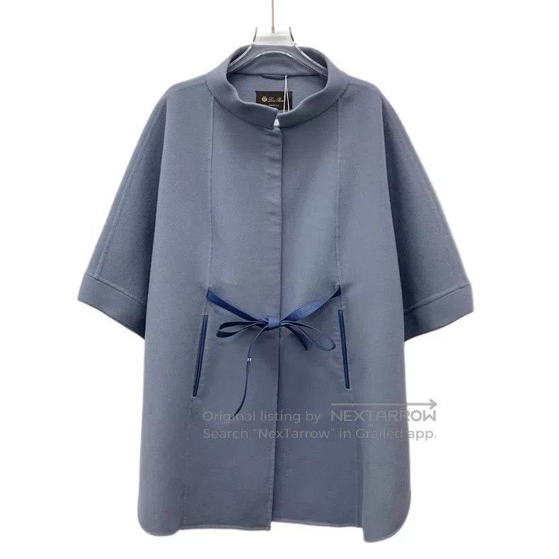 Loro Piana Loro Piana Blue Cashmere Funnel Neck Cloak Poncho Coat Size ONE SIZE - 1 Thumbnail