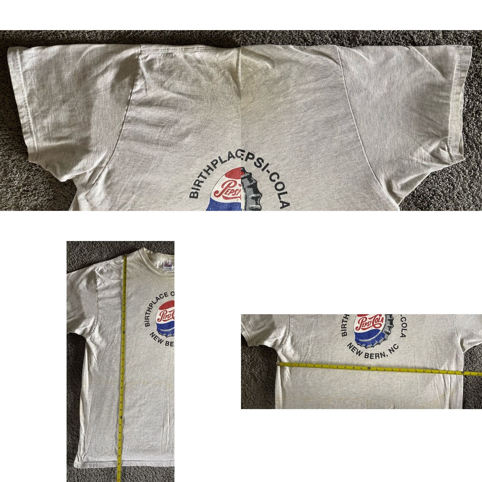 Hanes VINTAGE Hanes Beefy-T T-Shirt Adult 2XL Gray Men 90s Classic Grunge Pepsi Cola Birthplace New Bern NC Size US XXL / EU 58 / 5 - 8 Thumbnail