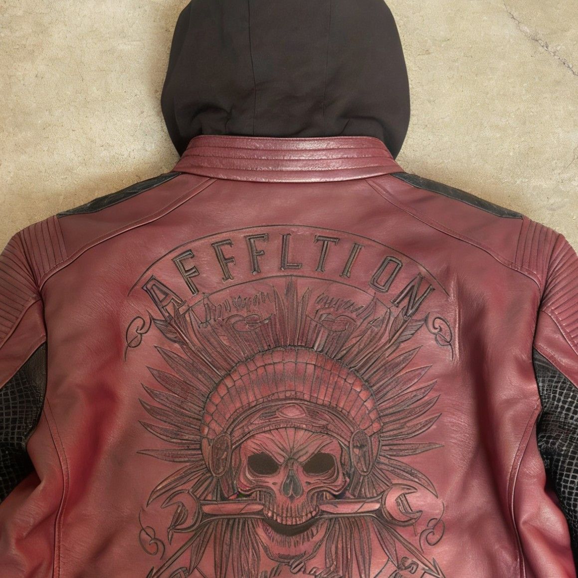 Affliction affliction grunge skull leather jacket Size US XL / EU 56 / 4 - 3 Thumbnail
