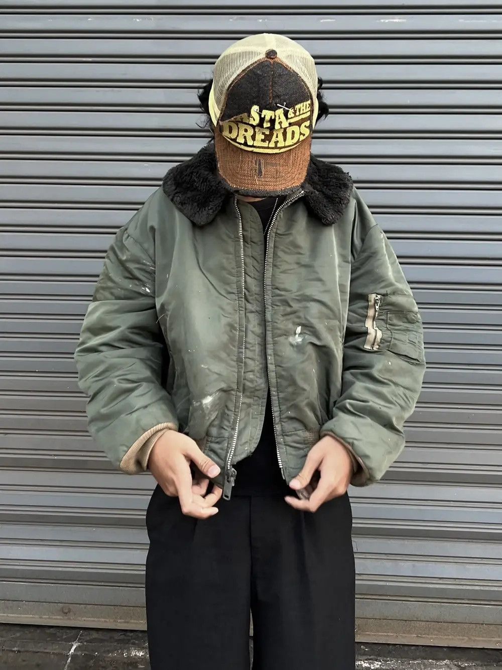 Vintage SOLD* Vintage 70s Golden Fleece Bomber Military Jacket Size US L / EU 52-54 / 3 - 5 Thumbnail