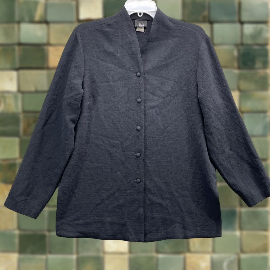 Eileen Fisher VTG Eileen Fisher Button Down Tunic Women M Button Down Blouse Office 90s Classic Black Womens Size M / US 6-8 / IT 42-44 - 1 Thumbnail