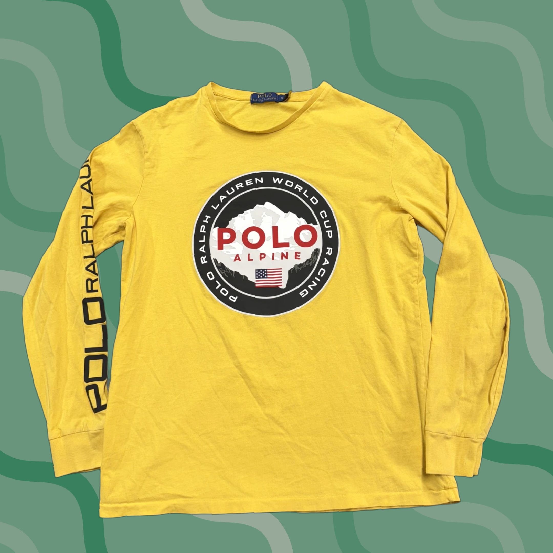 Polo Ralph Lauren VINTAGE Polo Ralph Lauren Shirt Mens Medium Yellow Alpine World Cup Graphic Long Sleeve Size US M / EU 48-50 / 2 - 1 Thumbnail