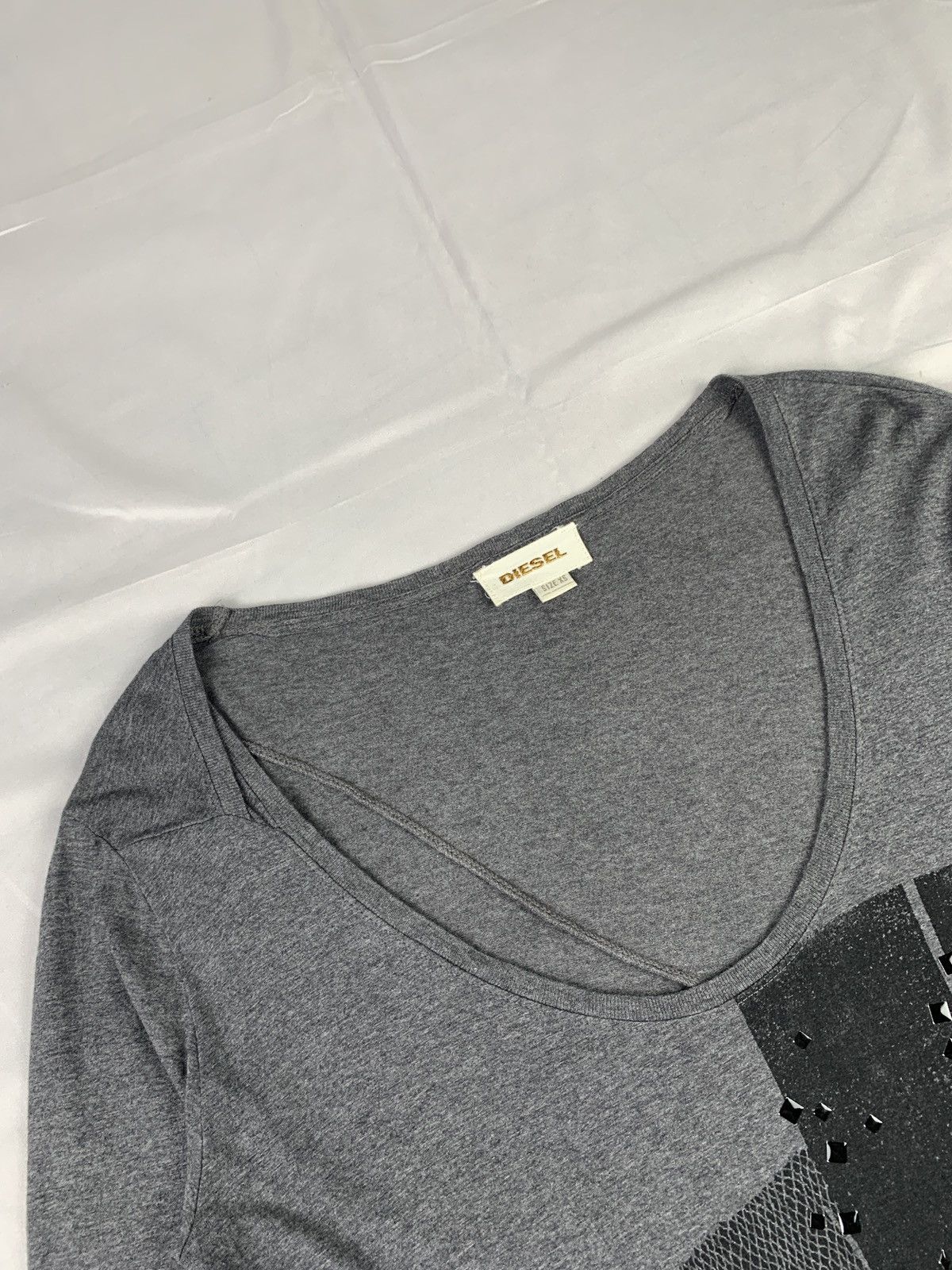 Diesel Diesel Spain Charcoal Punk Iconic Logo Studded Wide Neck Top Size M / US 6-8 / IT 42-44 - 7 Thumbnail