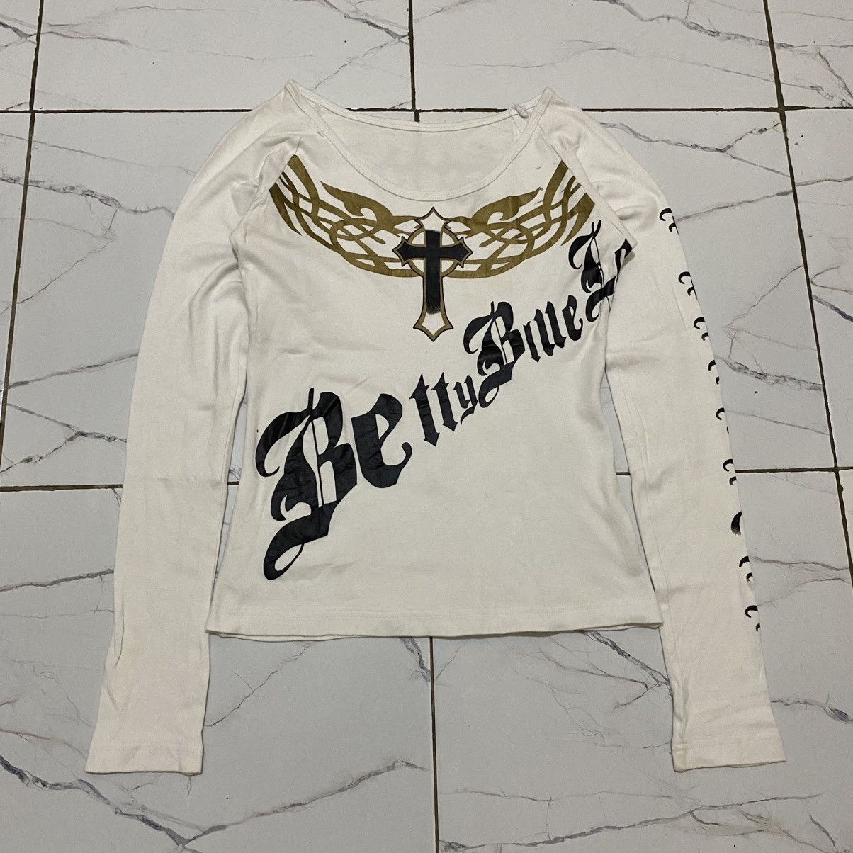 Japanese Brand 2000s Betty Blue Tribal Cross Longsleeve Size M / US 6-8 / IT 42-44 - 3 Thumbnail