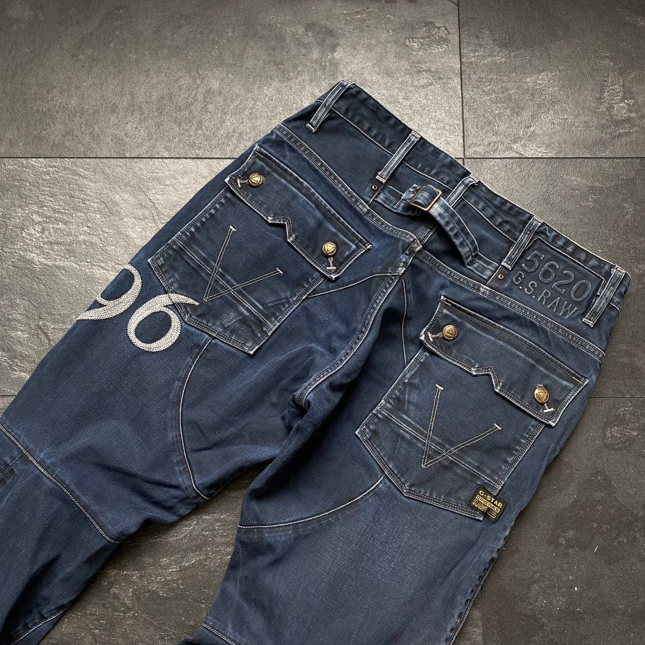G-Star × Japanese Brand × Vintage Vintage Gstar Raw 96 Jeans Big Logo Baggy Streetwear Size US 34 / EU 50 - 2 Thumbnail