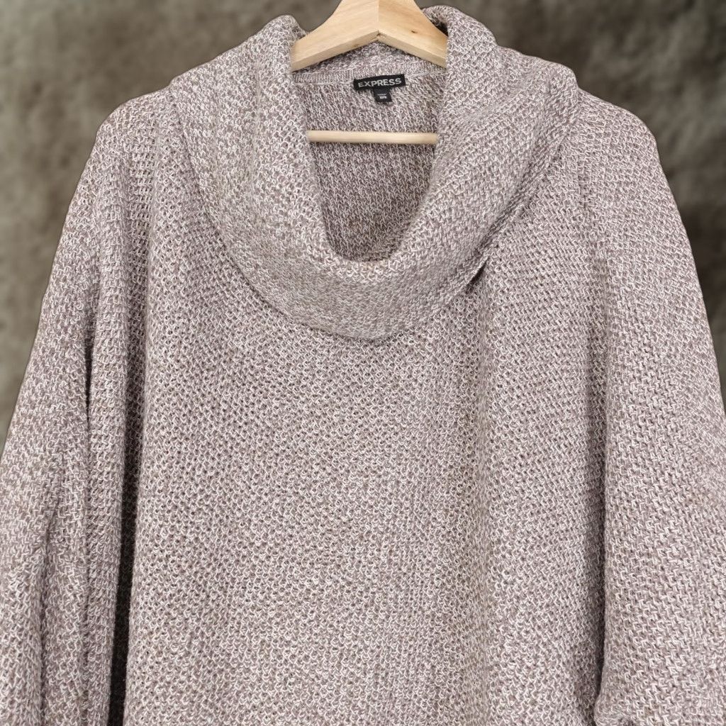 Express Express Womens Sweater M/L Beige Cowl Neck Oversized Dolman Sleeve Knit Pullover Size M / US 6-8 / IT 42-44 - 1 Thumbnail