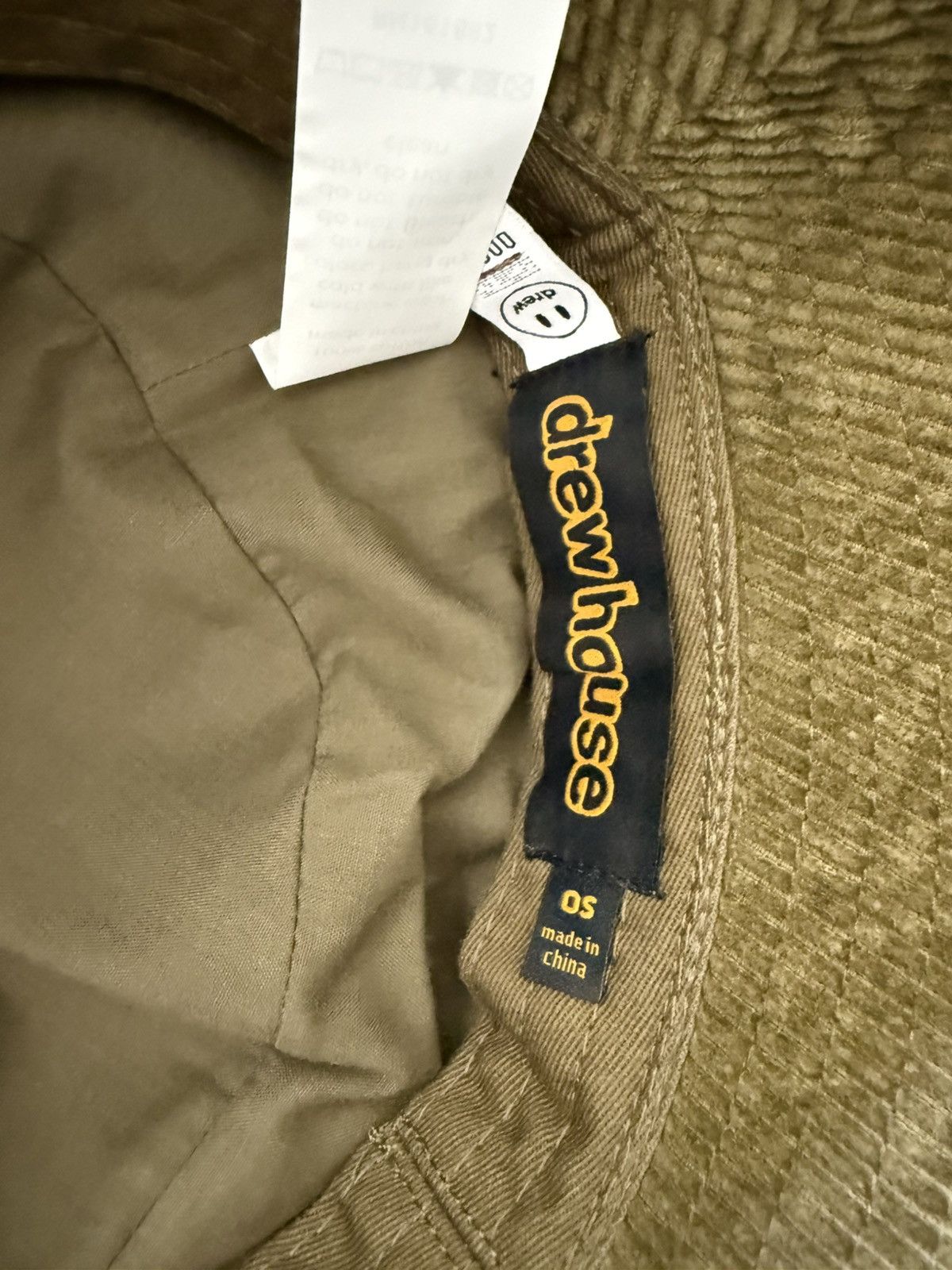 Drew House Drew House Corduroy Bucket Hat Olive Green Smiley Face OS Size ONE SIZE - 3 Thumbnail
