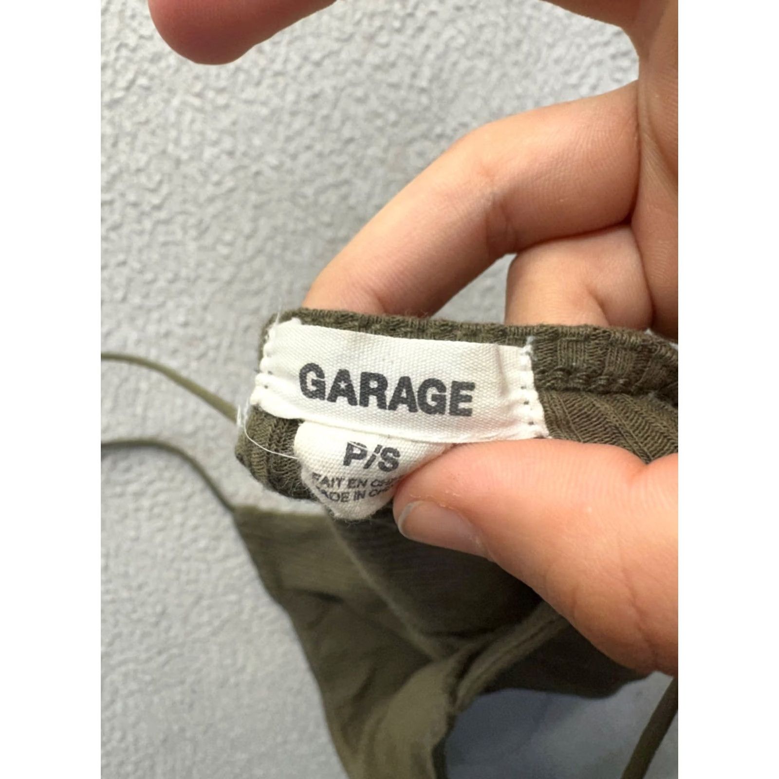 Garage Garage Ribbed Olive Green Spaghetti Strap Crop Top P/S by Garage Size S / US 4 / IT 40 - 3 Thumbnail