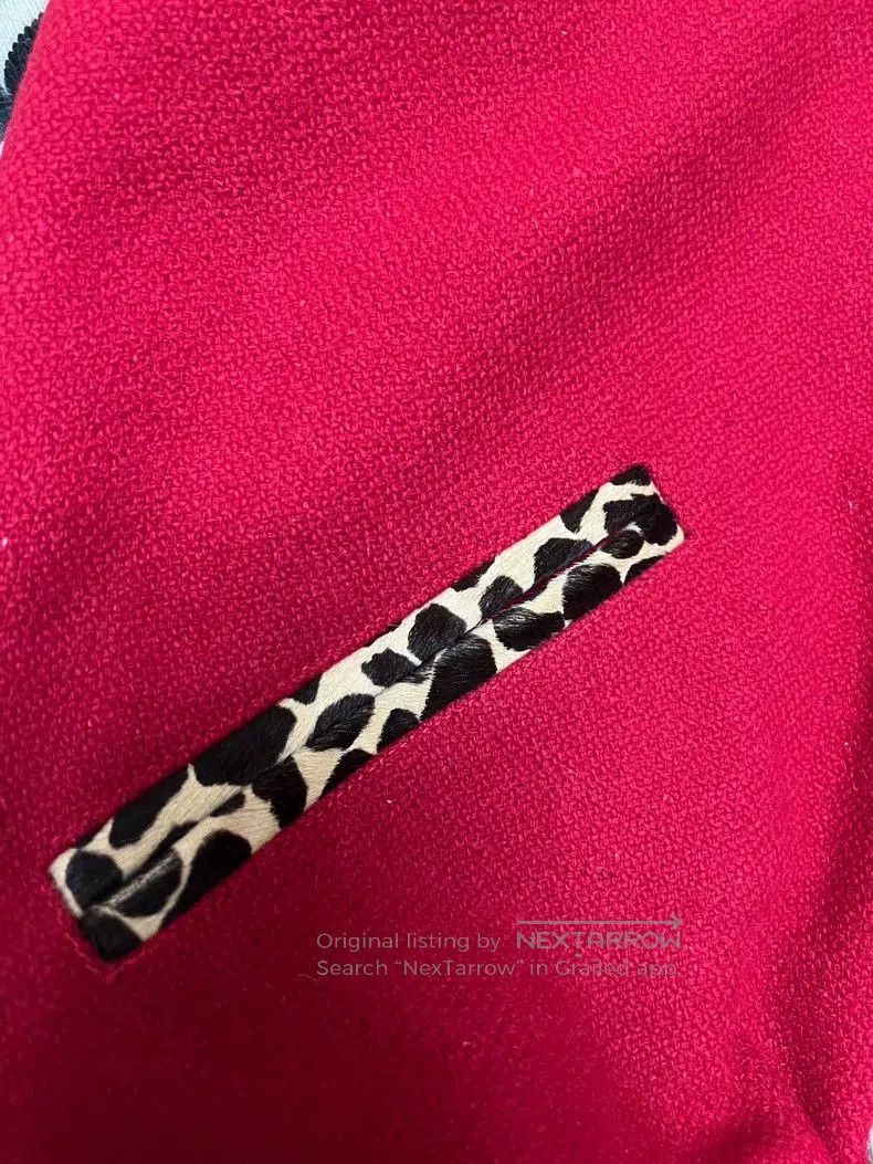 Saint Laurent Paris Saint Laurent Red Leopard Print Varsity Jacket. Size US L / EU 52-54 / 3 - 6 Thumbnail