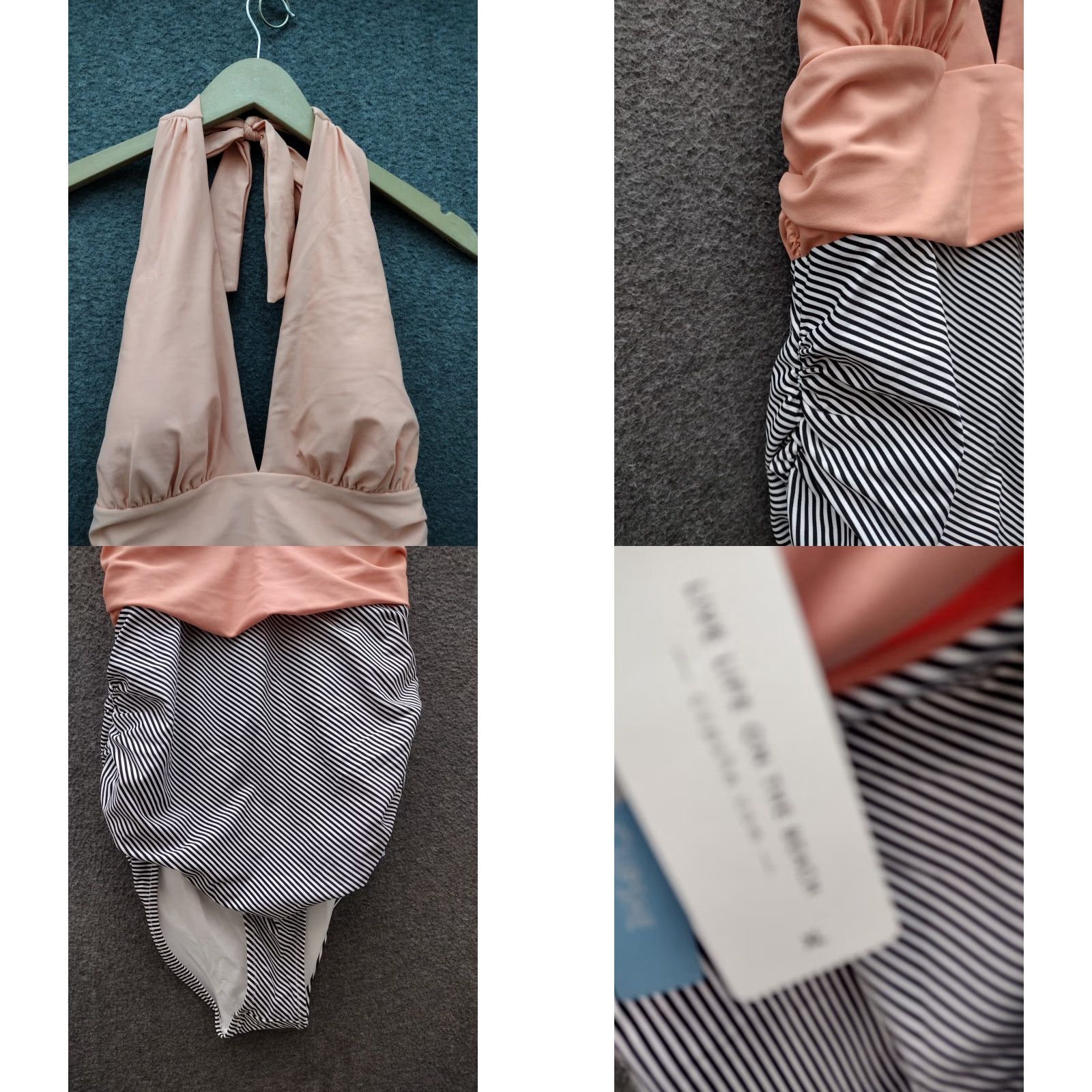 Vintage Cupshe Women's XL Pink Halter Plunging Neck Ruched One Piece Swimsuit Size ONE SIZE - 8 Thumbnail