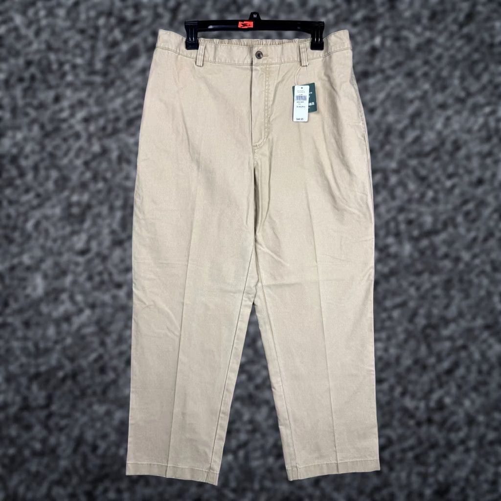 Vintage L.L. Bean Tropic Weight Chino Pants Men 36x29 Beige Pleated Tapered Cotton NWT Size US 36 / EU 52 - 1 Thumbnail