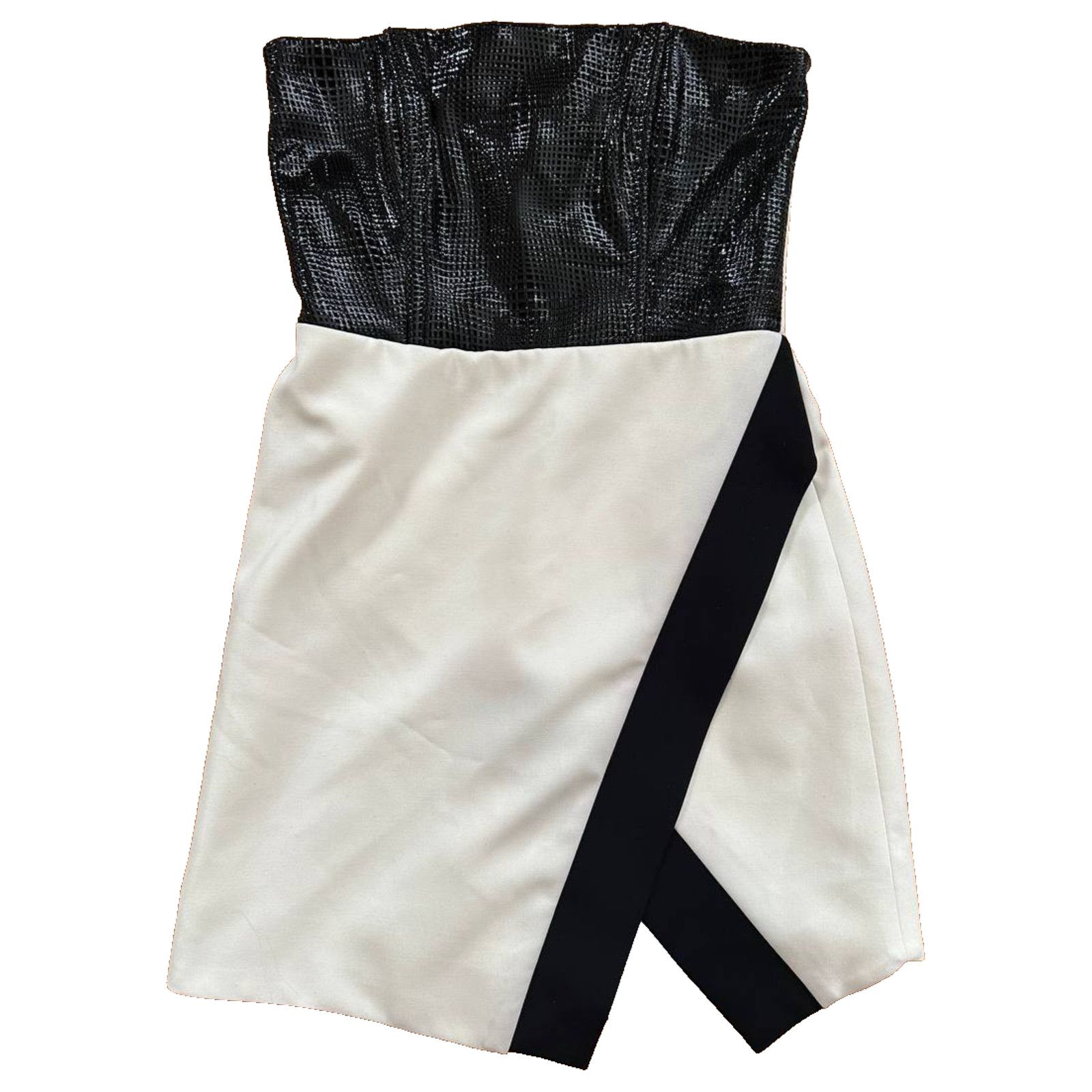 Mason's MASON Black+Cream Lasercut Leather Sheath Dress 2 A000977 Size XS / US 0-2 / IT 36-38 - 2 Thumbnail