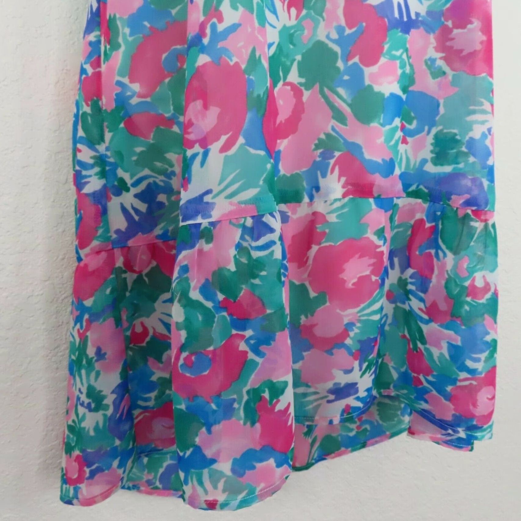 Show Me Your MuMu Show Me Your MuMu Womens Small Blue Flower Floral V Neck Sleeveless Shift Dress Size S / US 4 / IT 40 - 3 Thumbnail