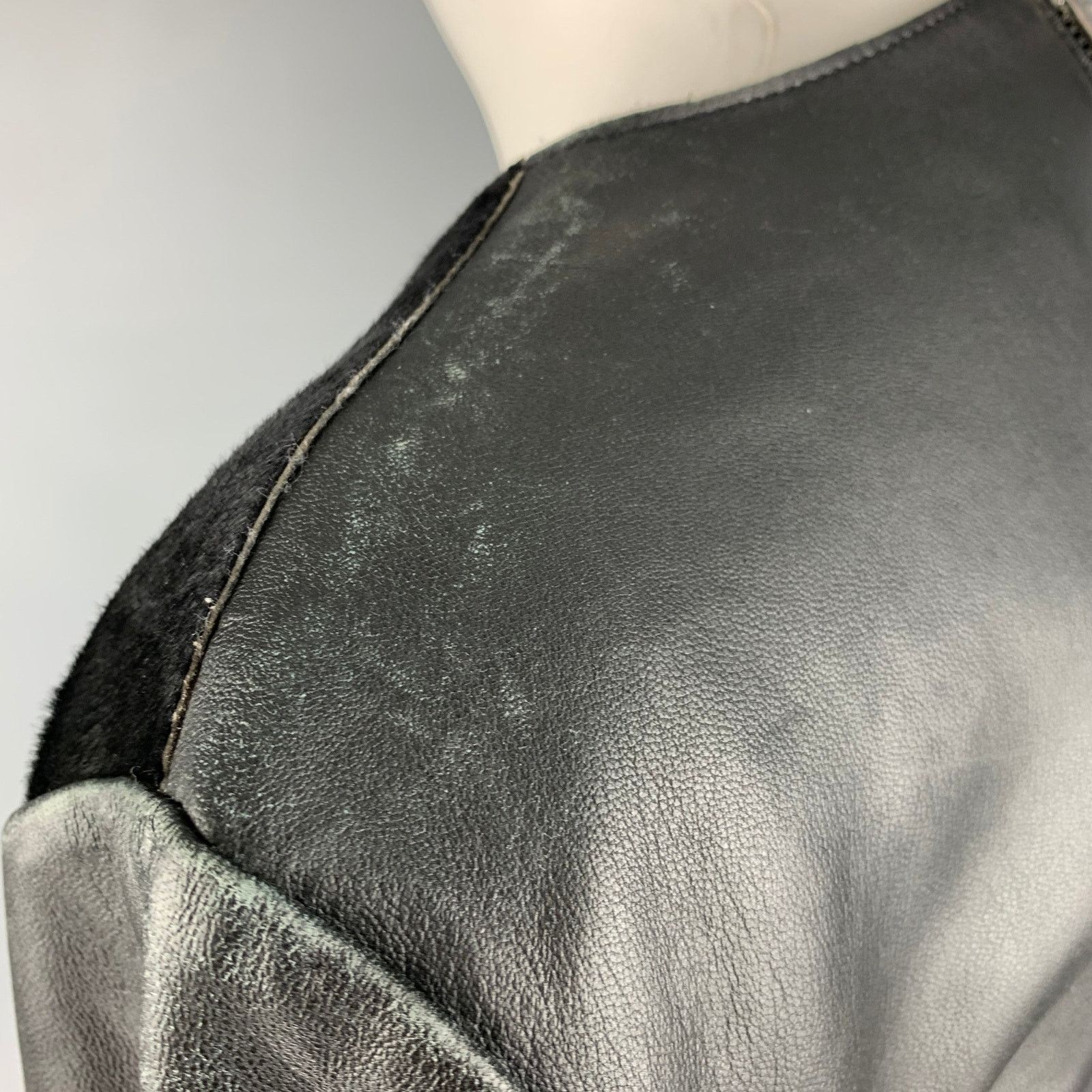 Other IRIS and INK Black Leather Calf Hair 3/4 Sleeves Casual Top Size M / US 6-8 / IT 42-44 - 5 Thumbnail