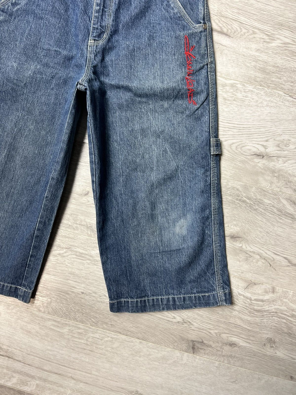 Japanese Brand × Rap Tees × Vintage Vintage Download Long Denim Shorts With Logo Carpenter Jeans Size US 28 / EU 44 - 12 Thumbnail