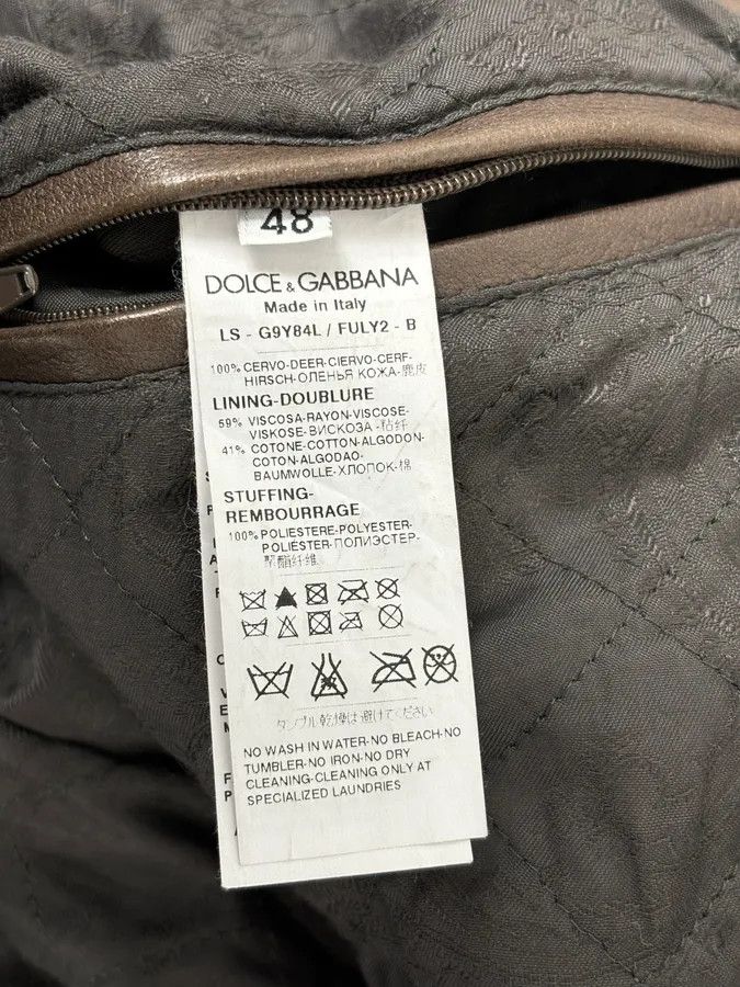 Dolce & Gabbana 2010s Dolce & Gabbana Brown Taupe Leather Bomber Jacket Size US M / EU 48-50 / 2 - 9 Thumbnail