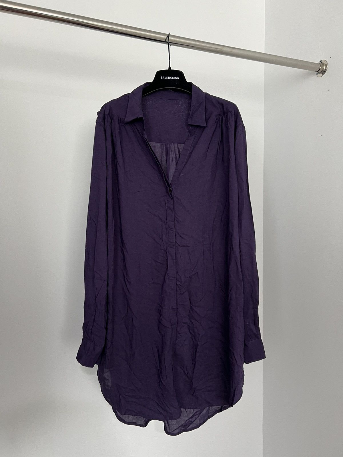 image of Ann Demeulemeester Dali Shirt Long Shirt in Dark Purple, Men's (Size Medium)