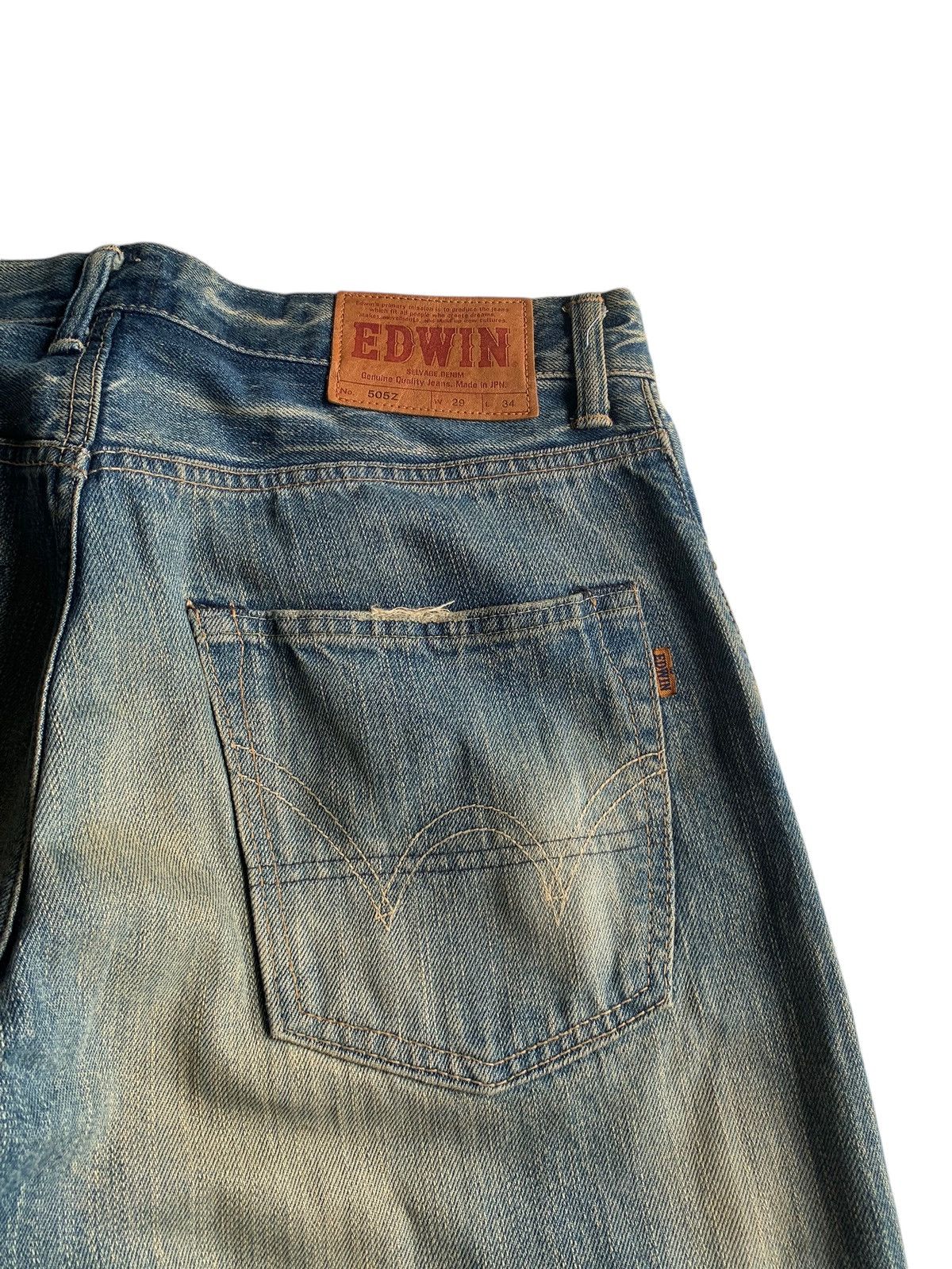 Edwin EDWIN 505Z JAPANESE FADED & RUSTY SELVEDGE DISTRESSED DENIM Size US 34 / EU 50 - 10 Thumbnail