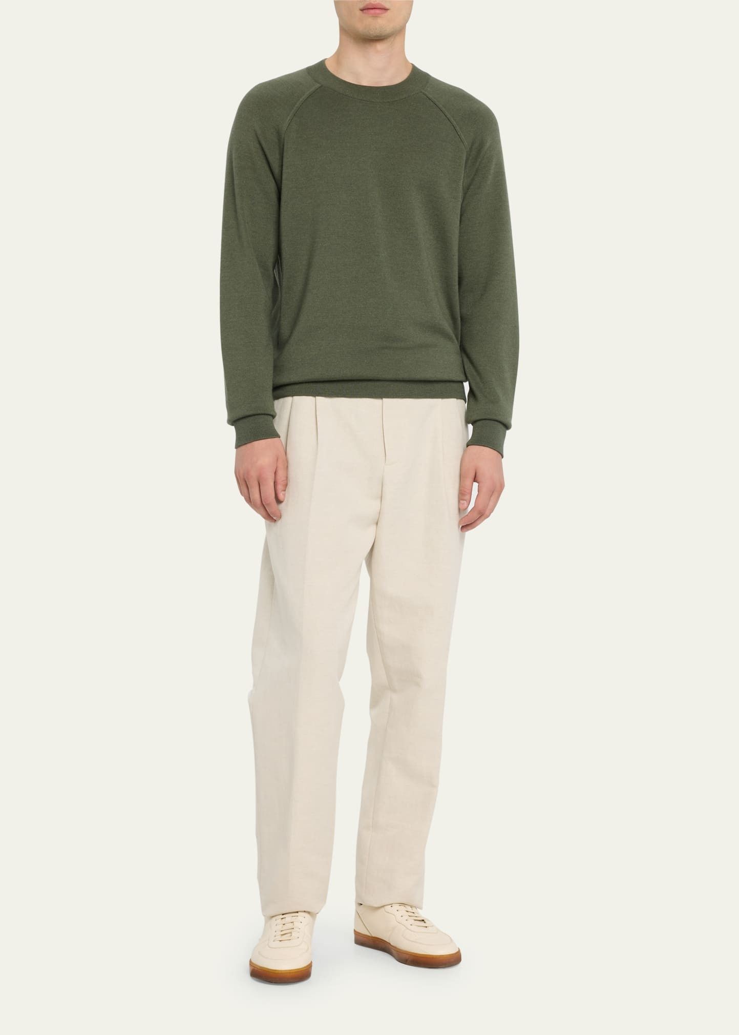 Loro Piana o1w1db10724 Balfour Crewneck Sweater in Green Size US XL / EU 56 / 4 - 2 Thumbnail