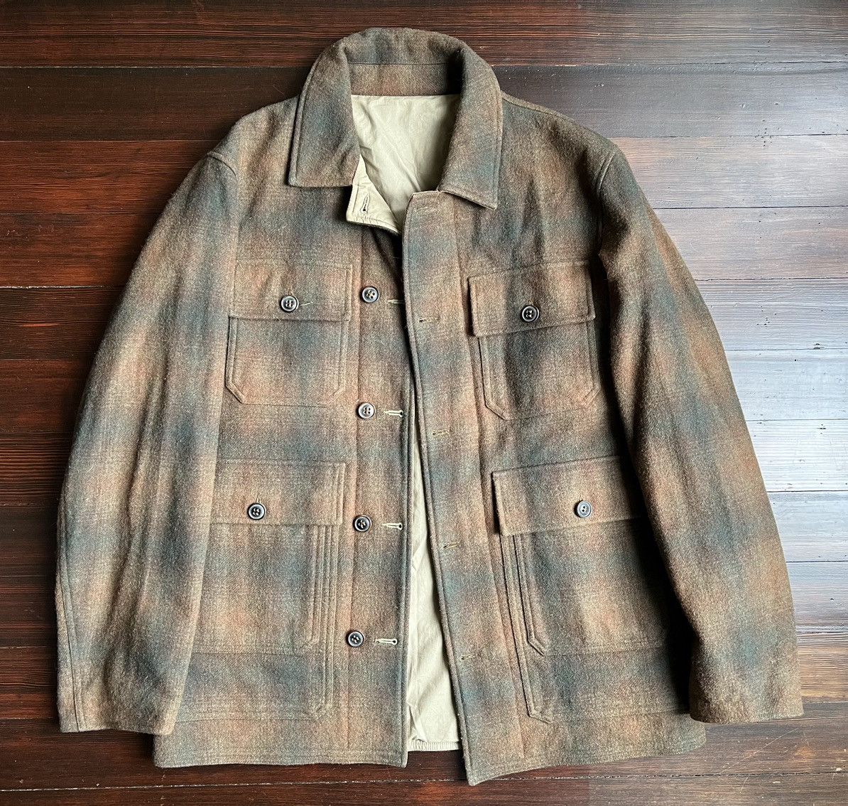 image of Eddie Bauer x Nigel Cabourn Reversible Wool/cotton Mackinaw in Brown, Men's (Size Medium)