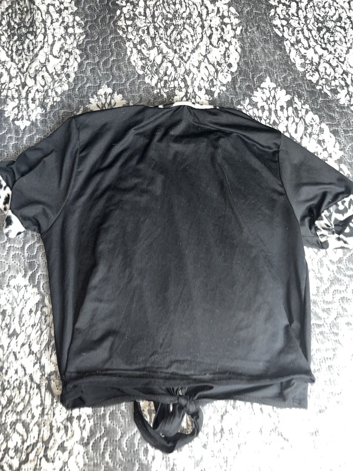 Other Yemaya Black Tie-Front Short Sleeve Top with Leopard Trim Size L / US 10 / IT 46 - 5 Thumbnail
