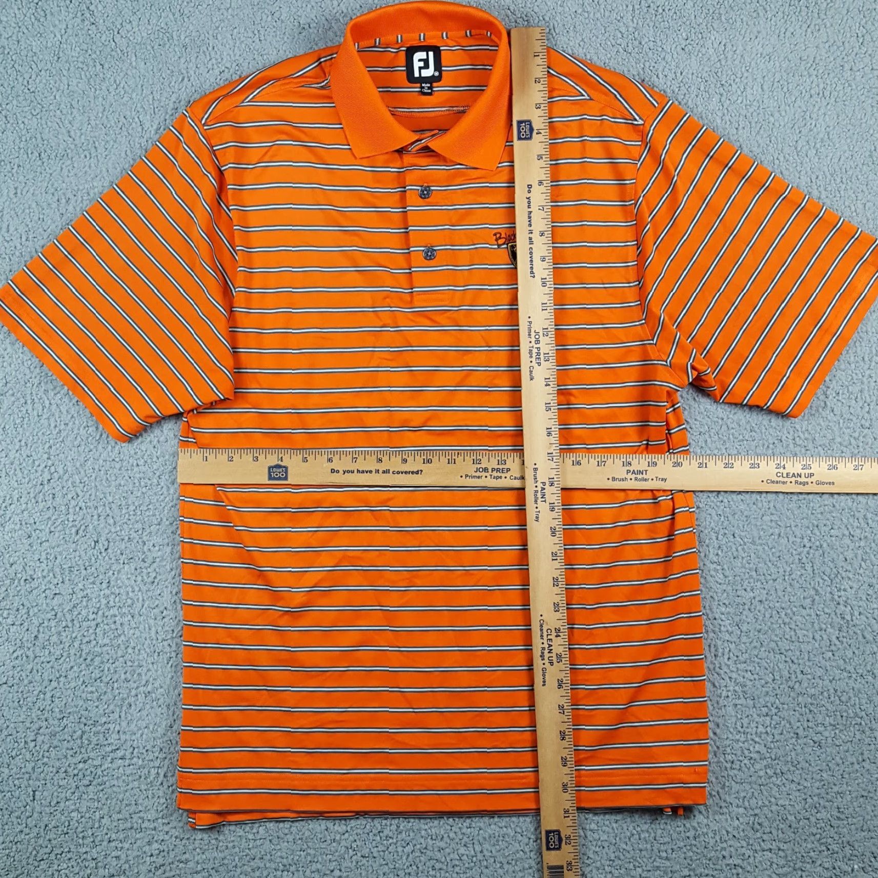 Footjoy VINTAGE FootJoy Polo Shirt Athletic Collar Striped Stretch Polyester size M Orange Men Polo Shirt Size US M / EU 48-50 / 2 - 5 Thumbnail