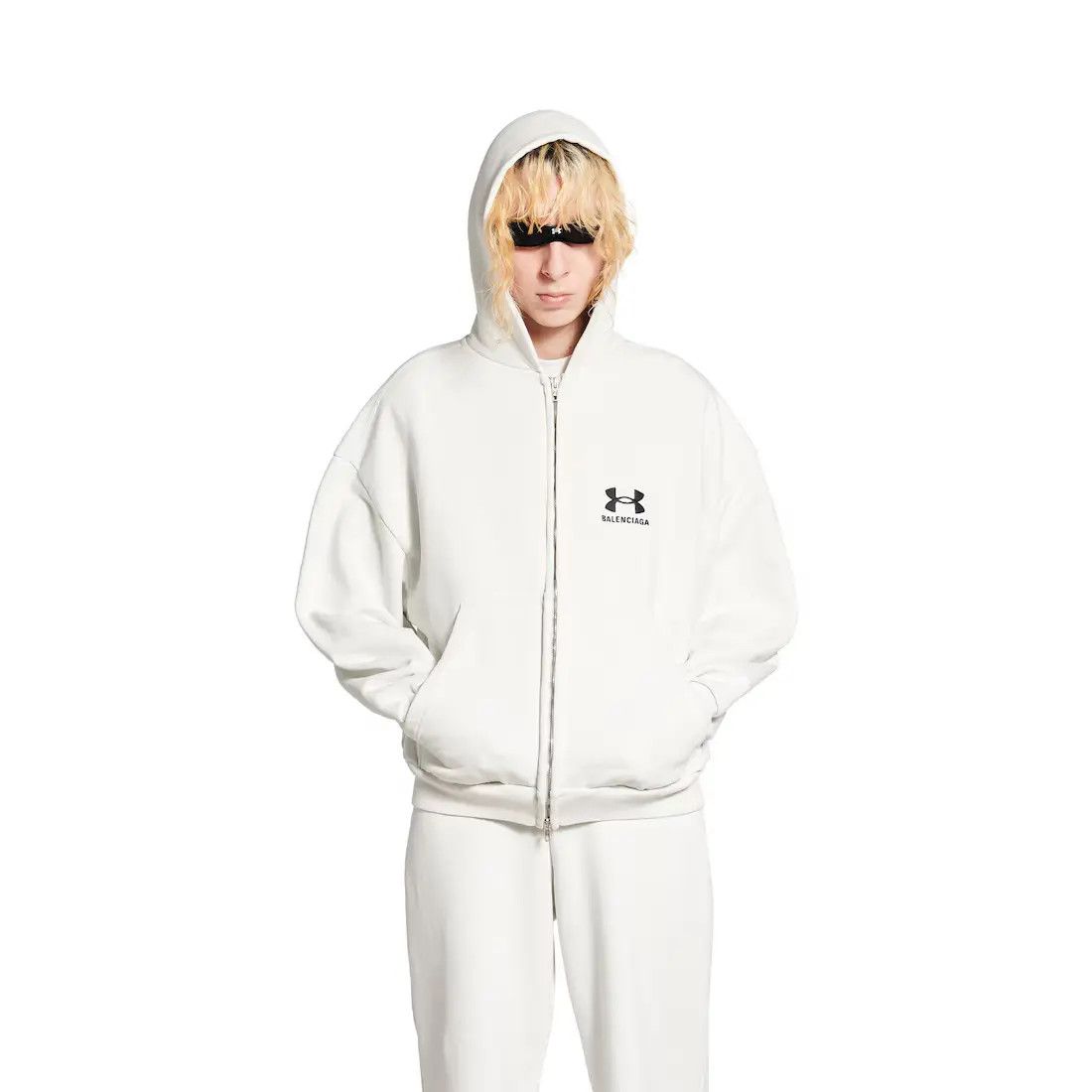 Balenciaga × Under Armour o1s1rm1125 Under Armour® Zip-Up Hoodie Regular Fit in White Size XXL / US 16-18 / IT 52-54 - 4 Thumbnail