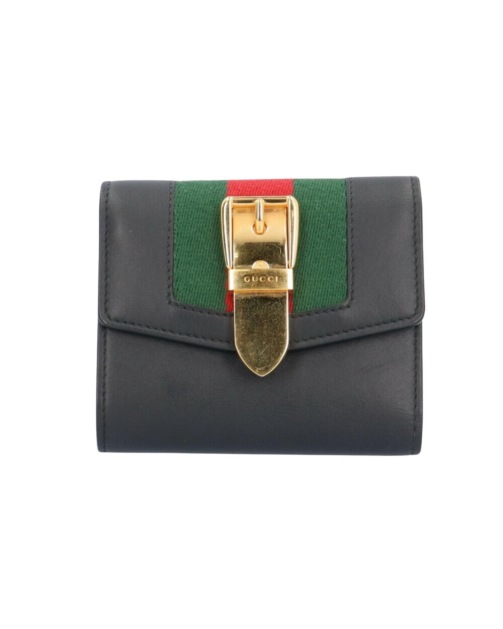 image of Gucci Sophisticated Black Leather Wallet With Iconic Design, Women's